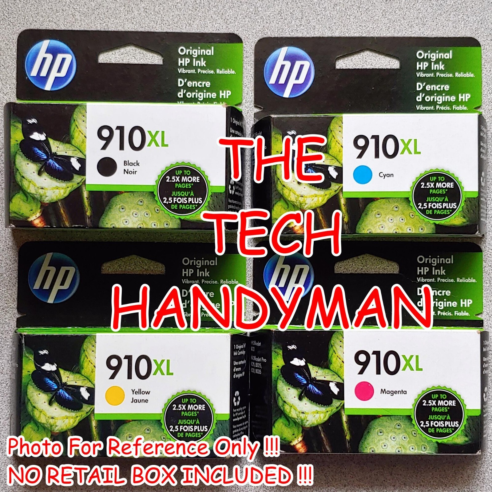 4-PACK HP GENUINE 910XL BLACK & COLOR INK (NO RETAIL BOX) OFFICEJET PRO 8035e