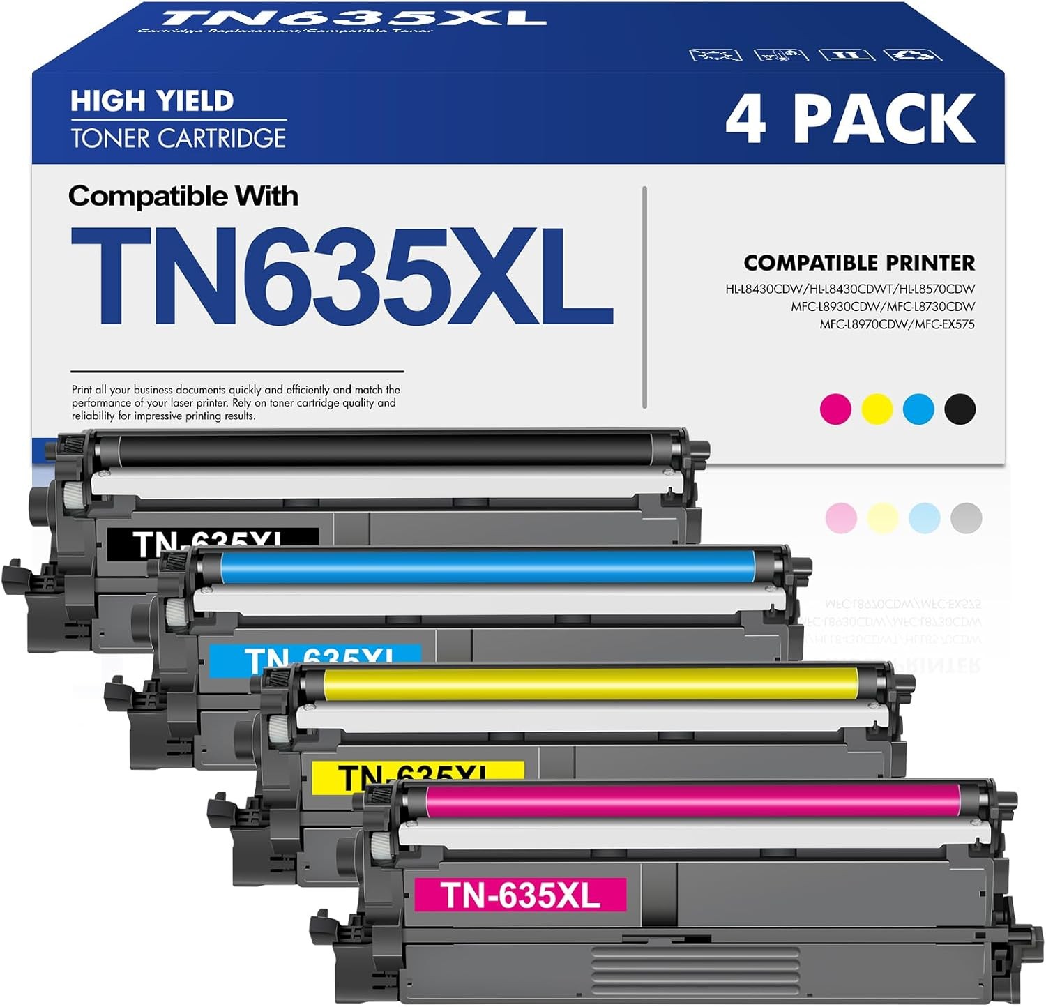 TN635XL Toner Cartridge for Brother HL-L8430CDW & MFC-L8730CDW Series Printers