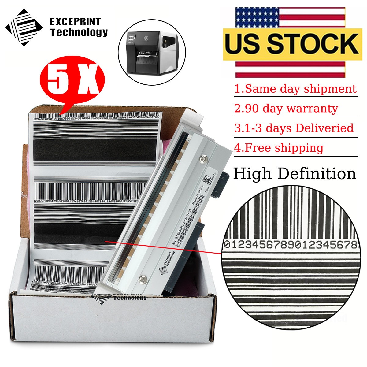 ✅ 5pcs Printhead for Zebra ZT410 ZT411 Thermal Printer 203dpi P1058930-009 ✅