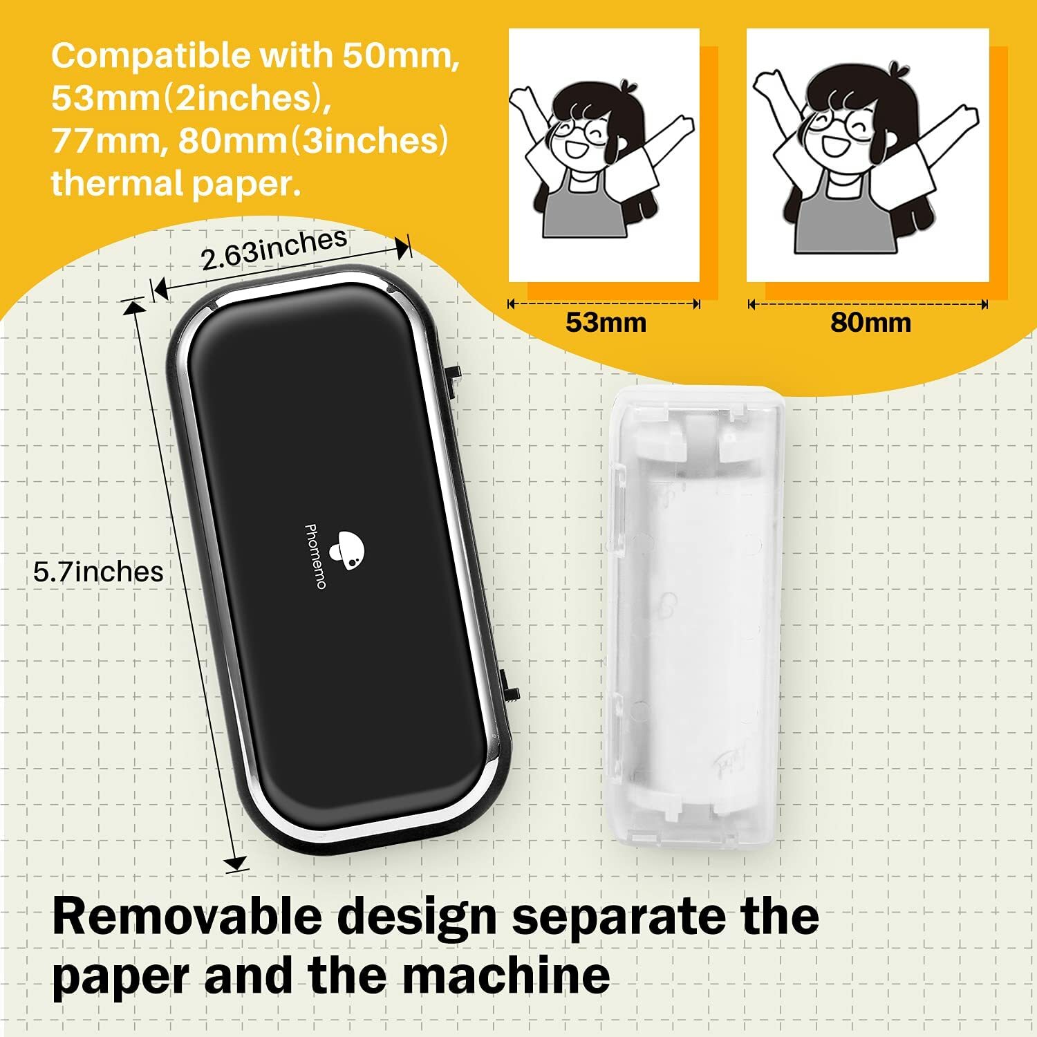 Phomemo M03 Bluetooth Portable Thermal Sticker Printer 80mm for iOS & Android