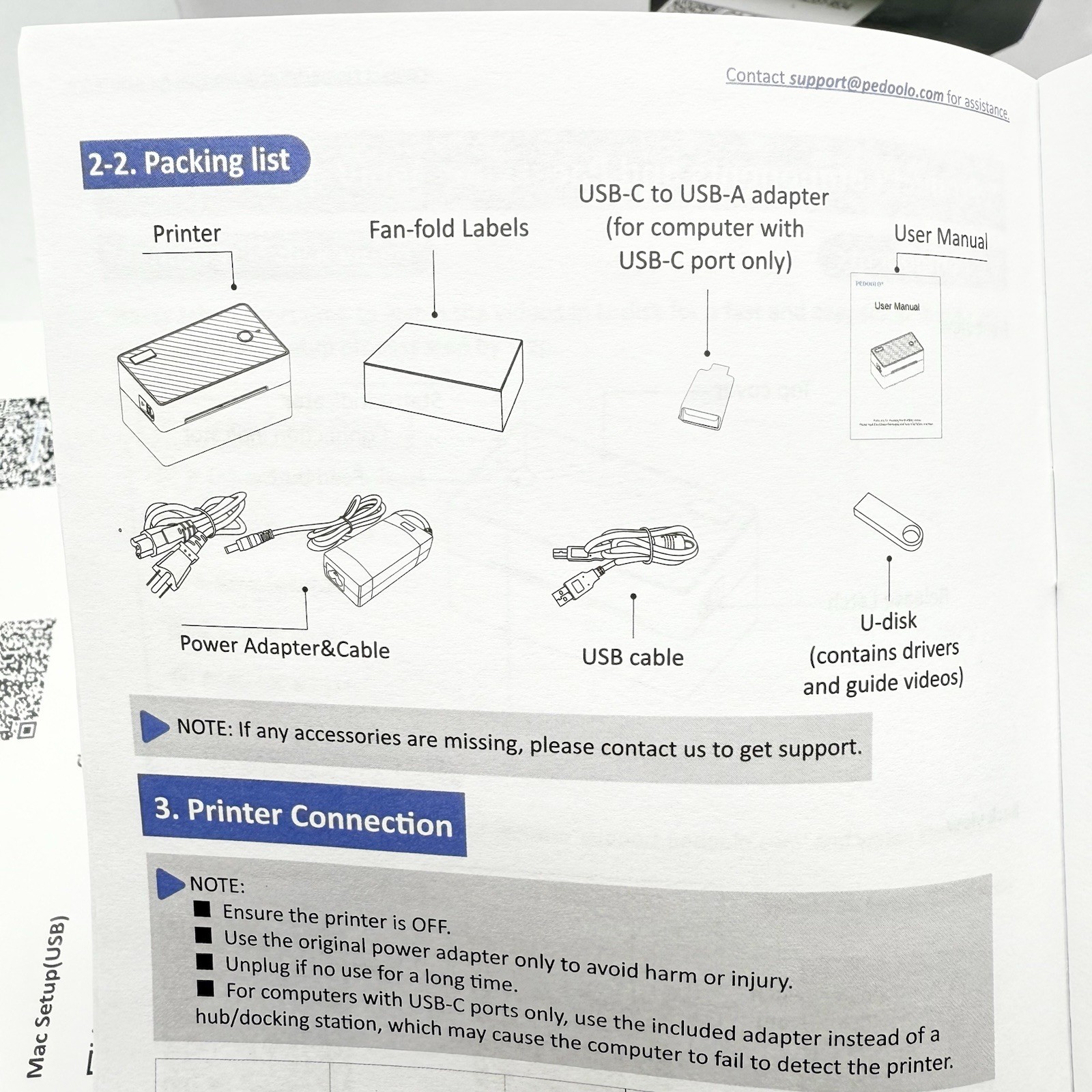 PEDOOLO Thermal Label Printer Bluetooth USB Model BY-482BT NEW OPEN BOX Complete