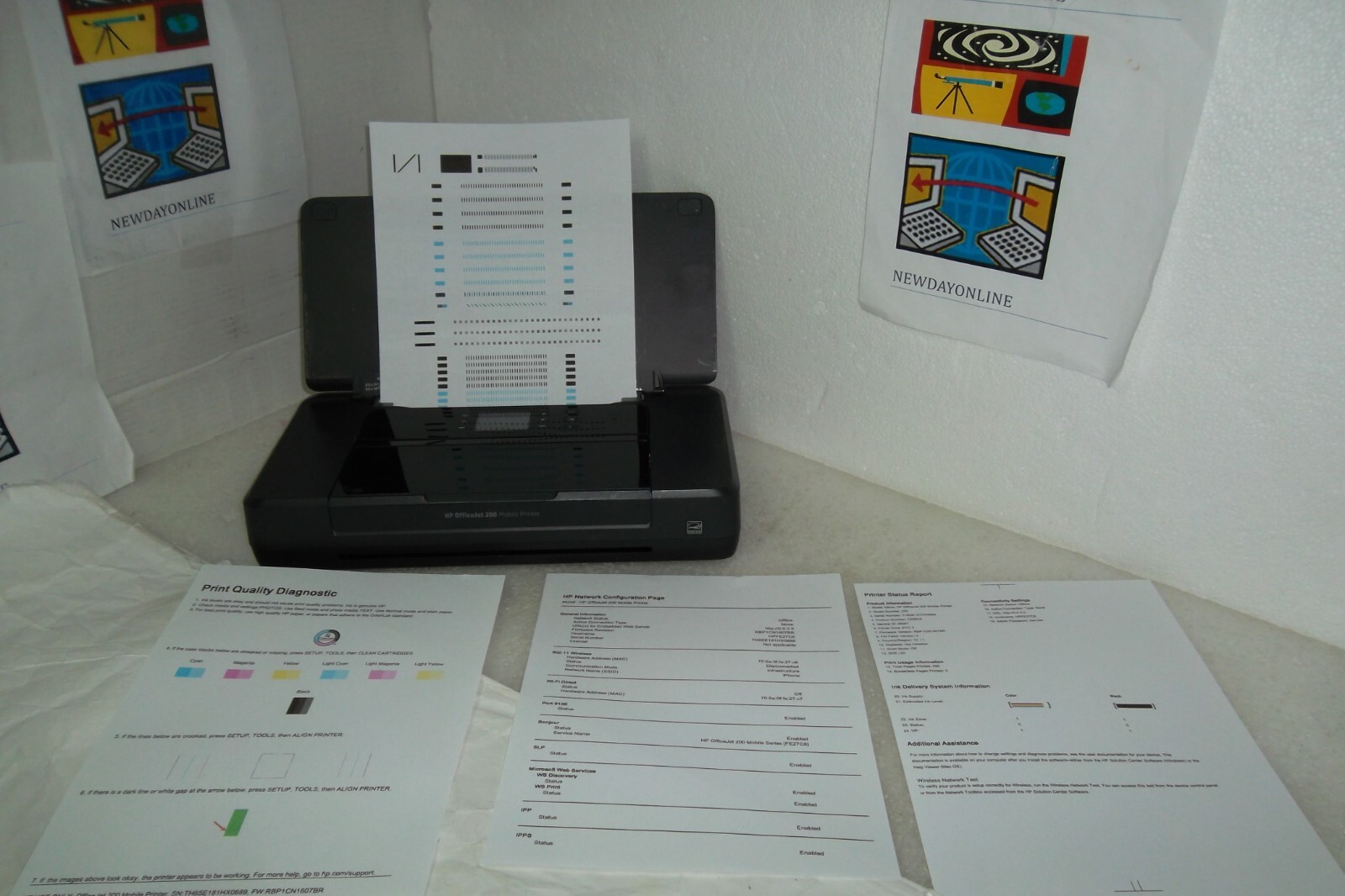 HP OfficeJet 200 Mobile Printer Wireless USB 2″ Color LCD CZ993A Good Battery