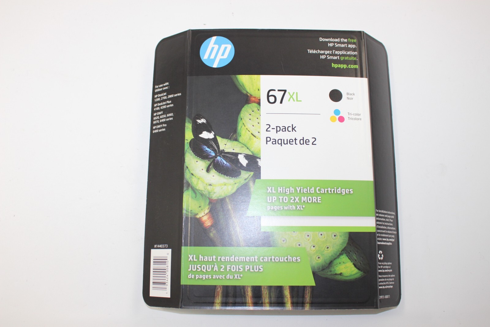 HP 67XL 2-Pack Black & Tri-Color Ink Cartridges 03/2027+ (3YP31BN)