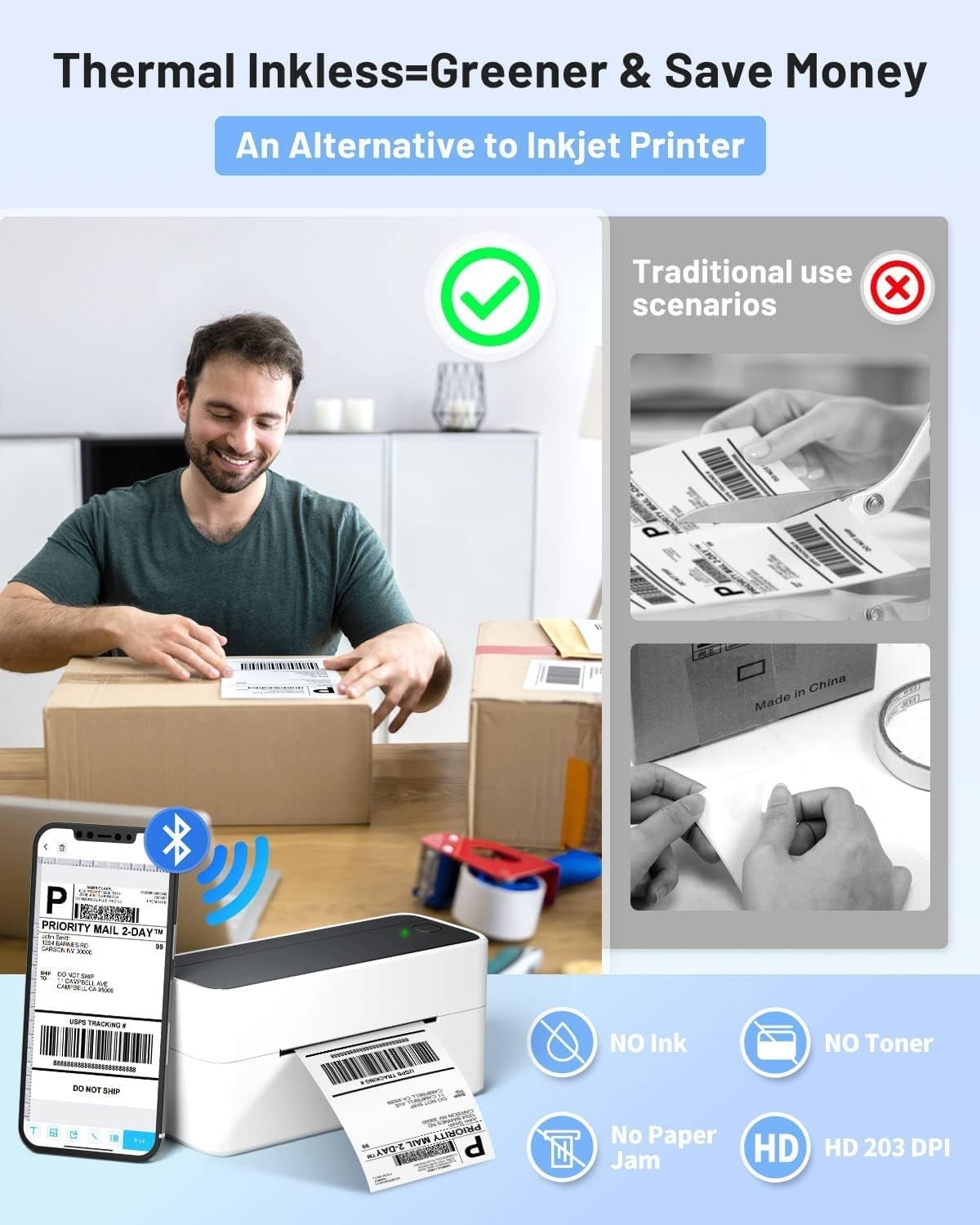 Phomemo 241BT Bluetooth Shipping Label Printer 4×6 for Small Business USPS LOT