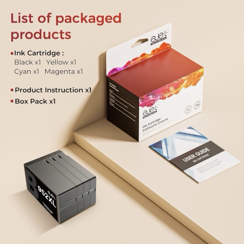 NEW – 952XL Ink Cartridges Combo Pack High Page Yield (4-Pack) Compatible for HP
