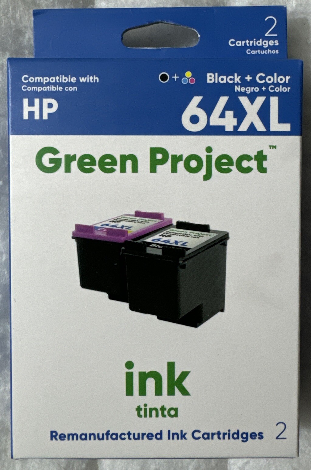Green Project For HP 64XL Black & Tricolor Combo Ink Set X4D93BN N9J91AN N9J92AN