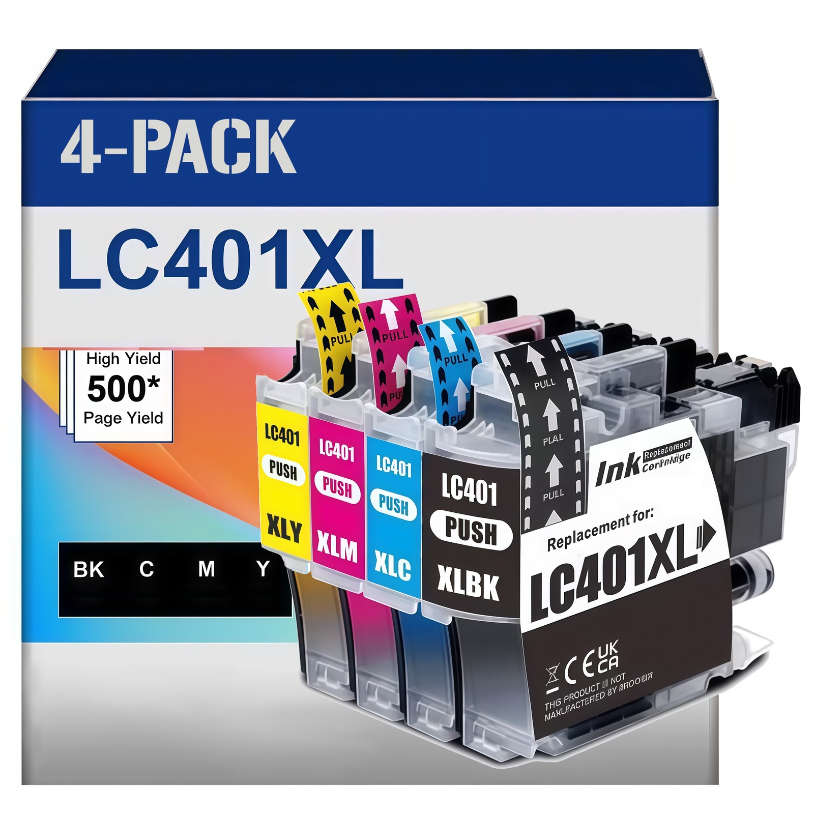 4pk LC401XL Ink Cartridges for Brother LC401 MFC-J1010DW MFC-J1012DW MFC-J1170DW