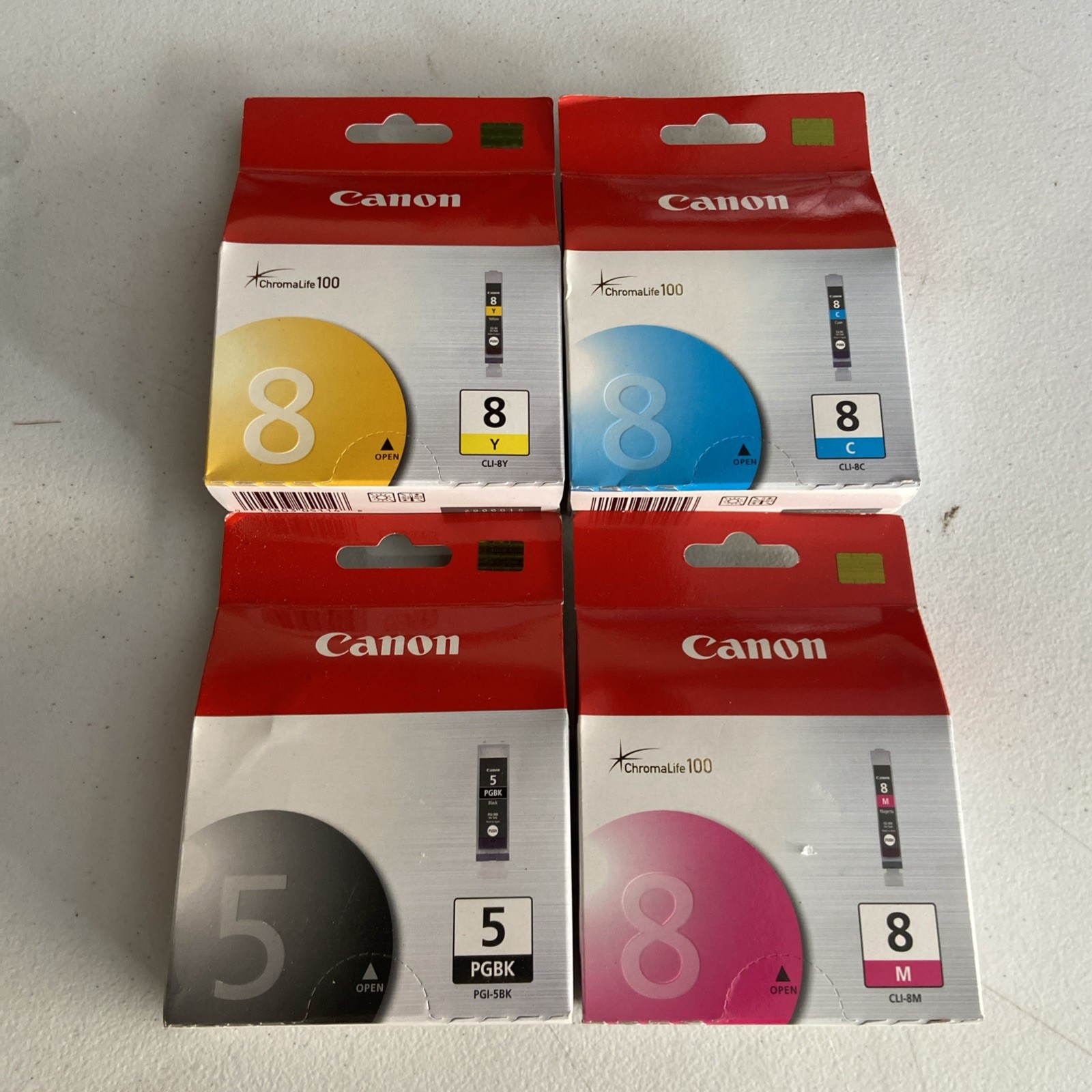 Canon Chromalife 100 | Pixma Ink Catridges: CLI8C/CLI8M/CLI8Y/PGI5BK | Lot of 4