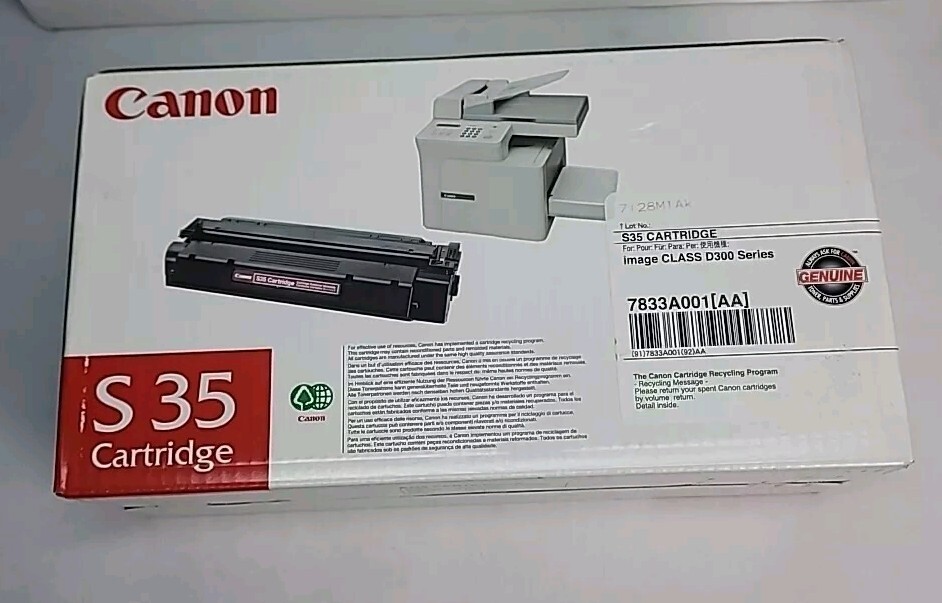 Canon S35 (7833A001) Black Toner Cartridge Imageclass D300 Series Faxphone L170