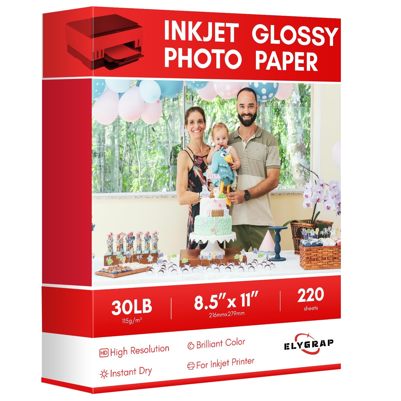 Glossy Thin Inkjet Printer Paper 115gsm 30Lb Letter DIY Chip Bag 220 SHT