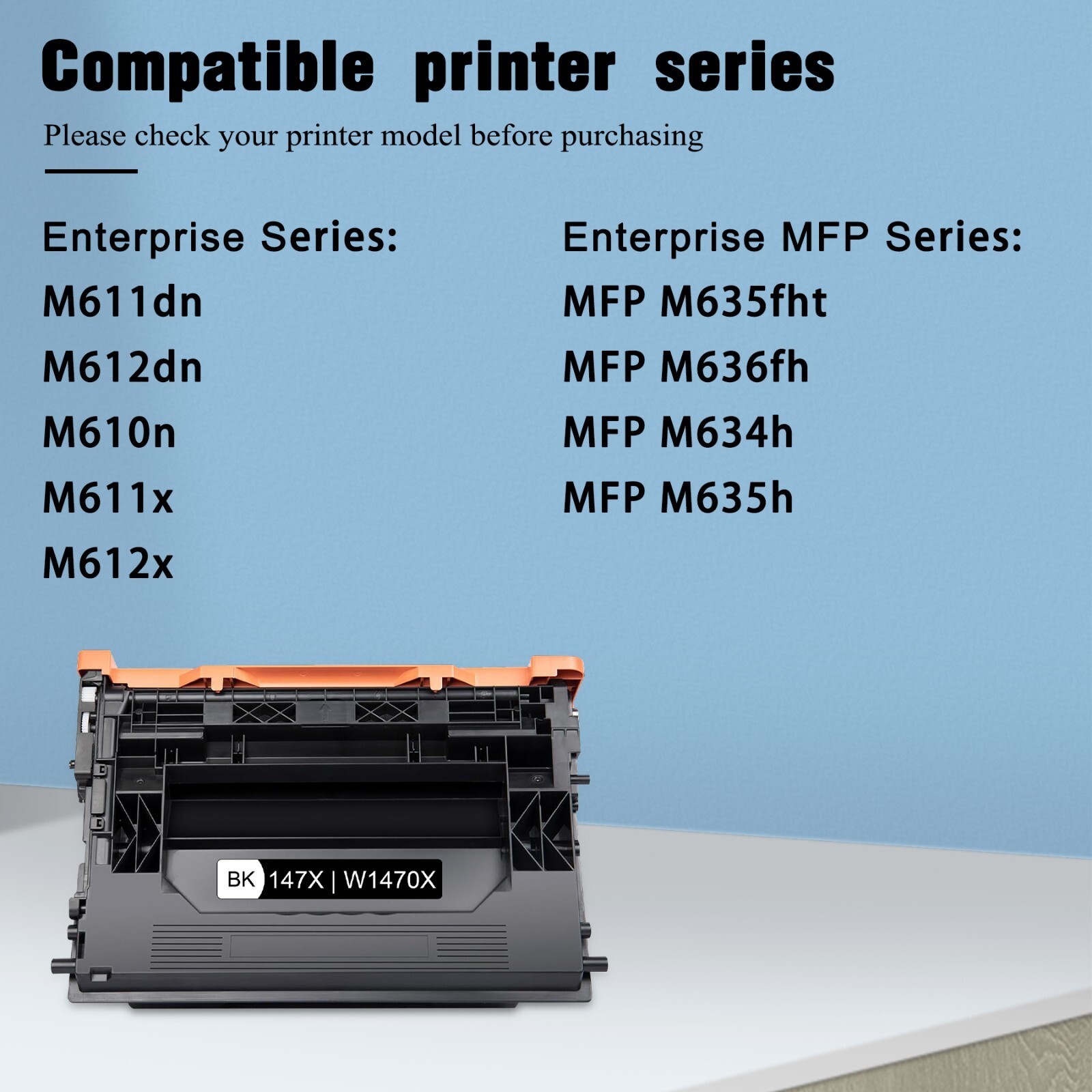 W1470X 147X Black High Yield Toner Cartridge Compatible for HP M636fh Printer