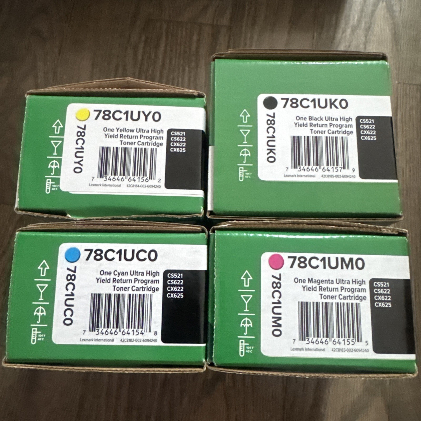 Lexmark 78C1UK0 78C1UC0 78C1UM0 78C1UY0 Toner Cartridges Sealed Set Of 4
