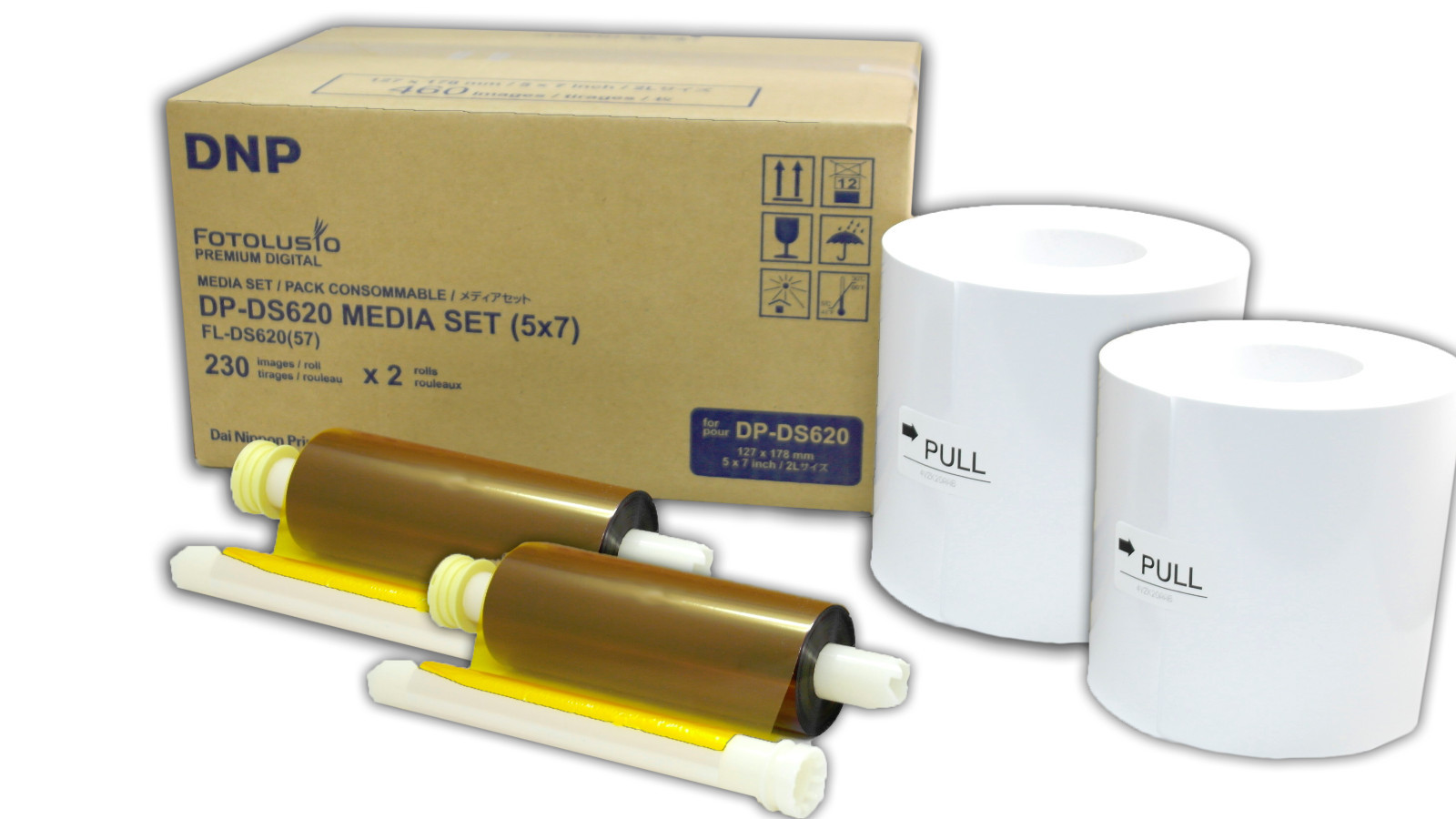 DNP DS620A 5×7″ Media Kit (DS6205X7), 2 rolls of paper & ribbon per box