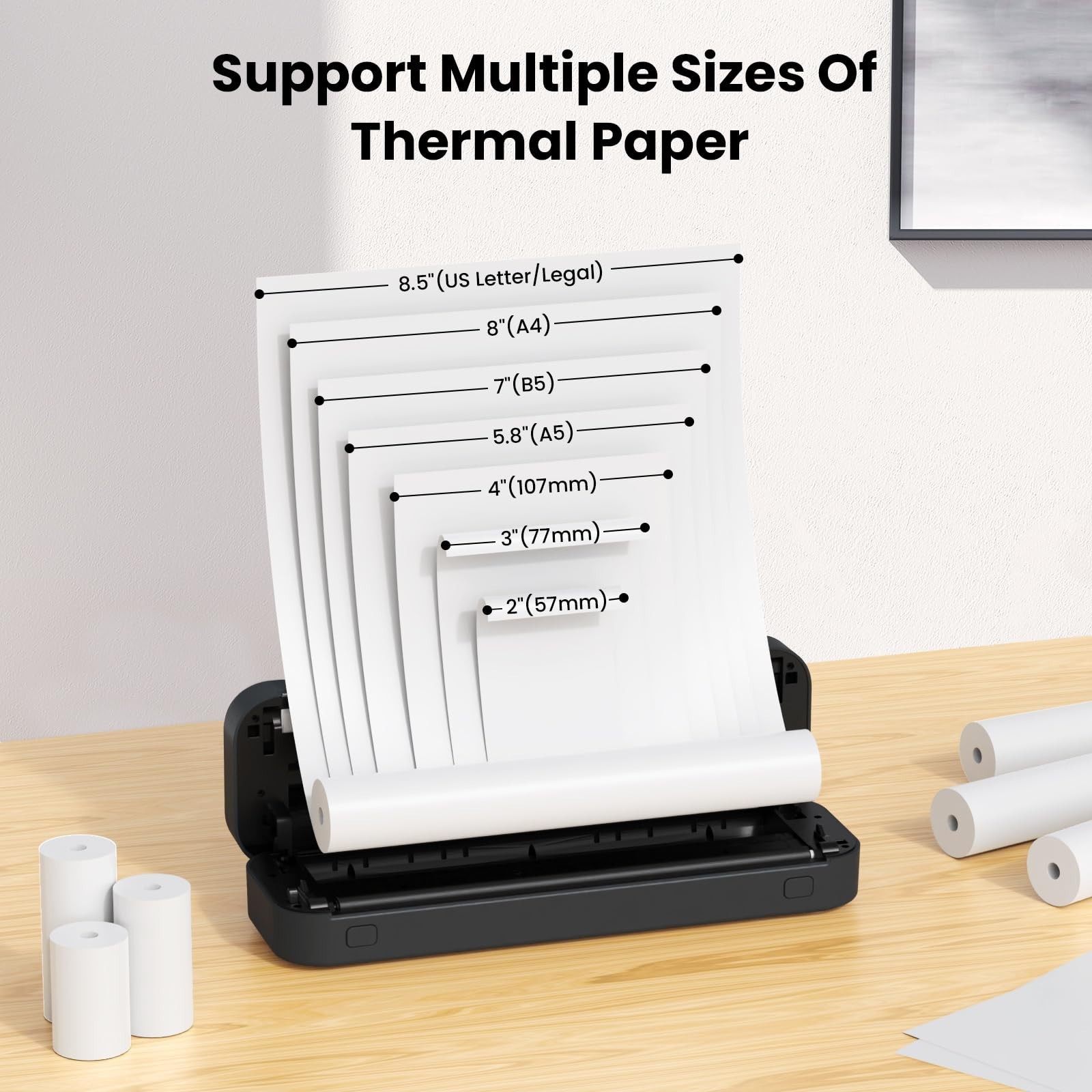 Portable Printer for Travel, Bluetooth Thermal Printer Supports 8.5 x 11 Inch…