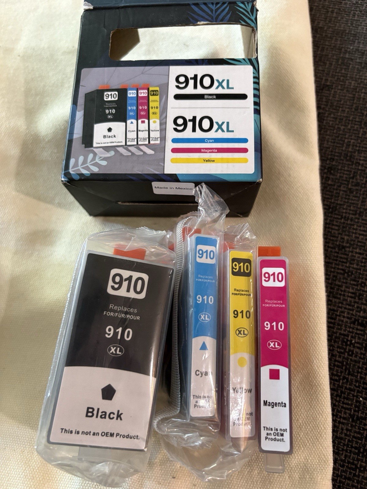 HP 910XL replacement Cartridges, 3 Black, 2 Yellow, 2 Magenta, 2 Cyan