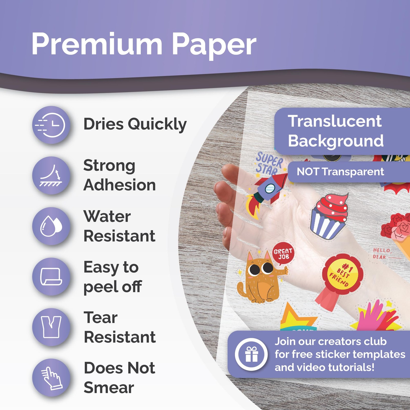 Translucent Semi-Clear Sticker Paper for Inkjet Printer & Laser Printer 62 Sh…
