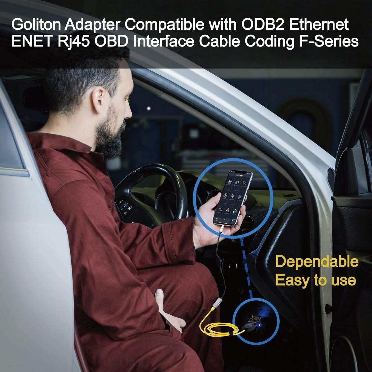 Compatible Connect Cable for Ethernet ENET Rj45 OBD F Series Coding Interface…