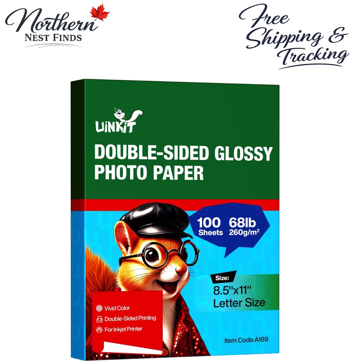Glossy Photo Paper 260gsm – 8.5×11 Double-Sided Inkjet (100 Sheets)