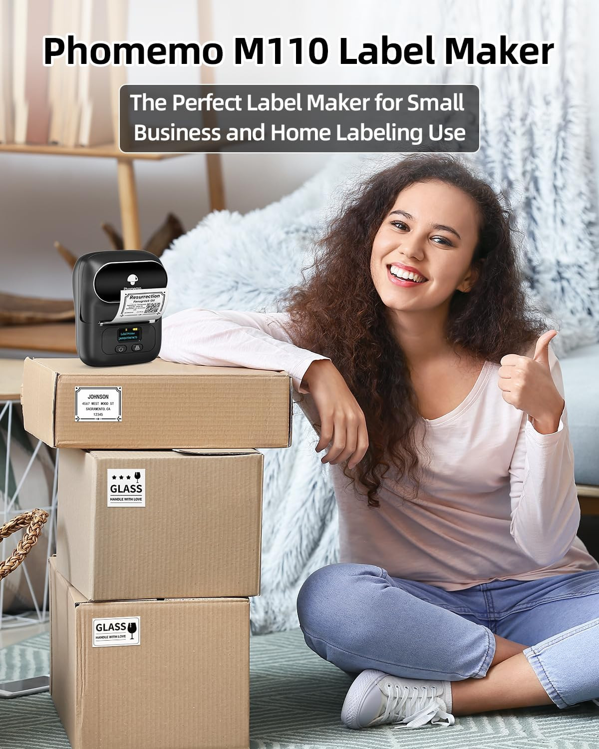 Label Maker – M110 Address Label Printer Bluetooth Thermal Printer for Business,