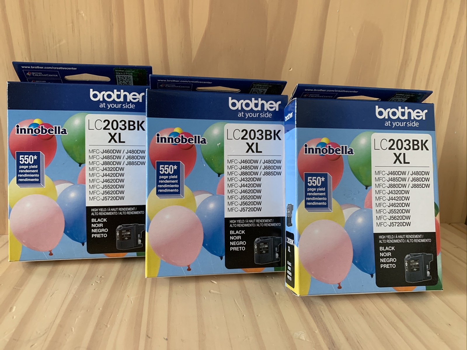 3 Genuine Brother LC203BK XL Black Ink Cartridges New Sealed Exp 21,22,23
