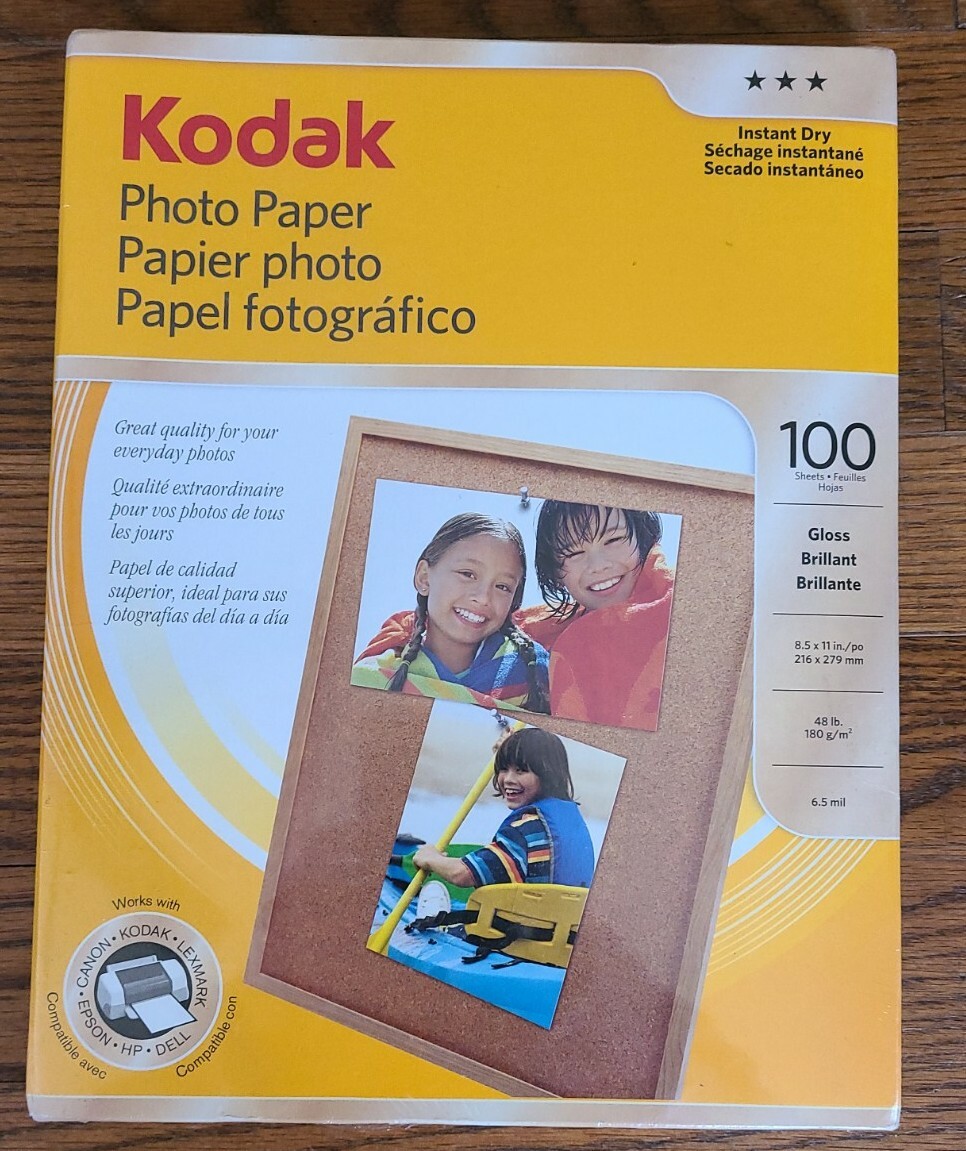 Kodak Photo Paper Gloss Instant Dry Inkjet White 48lb 100 Count Sealed NEW