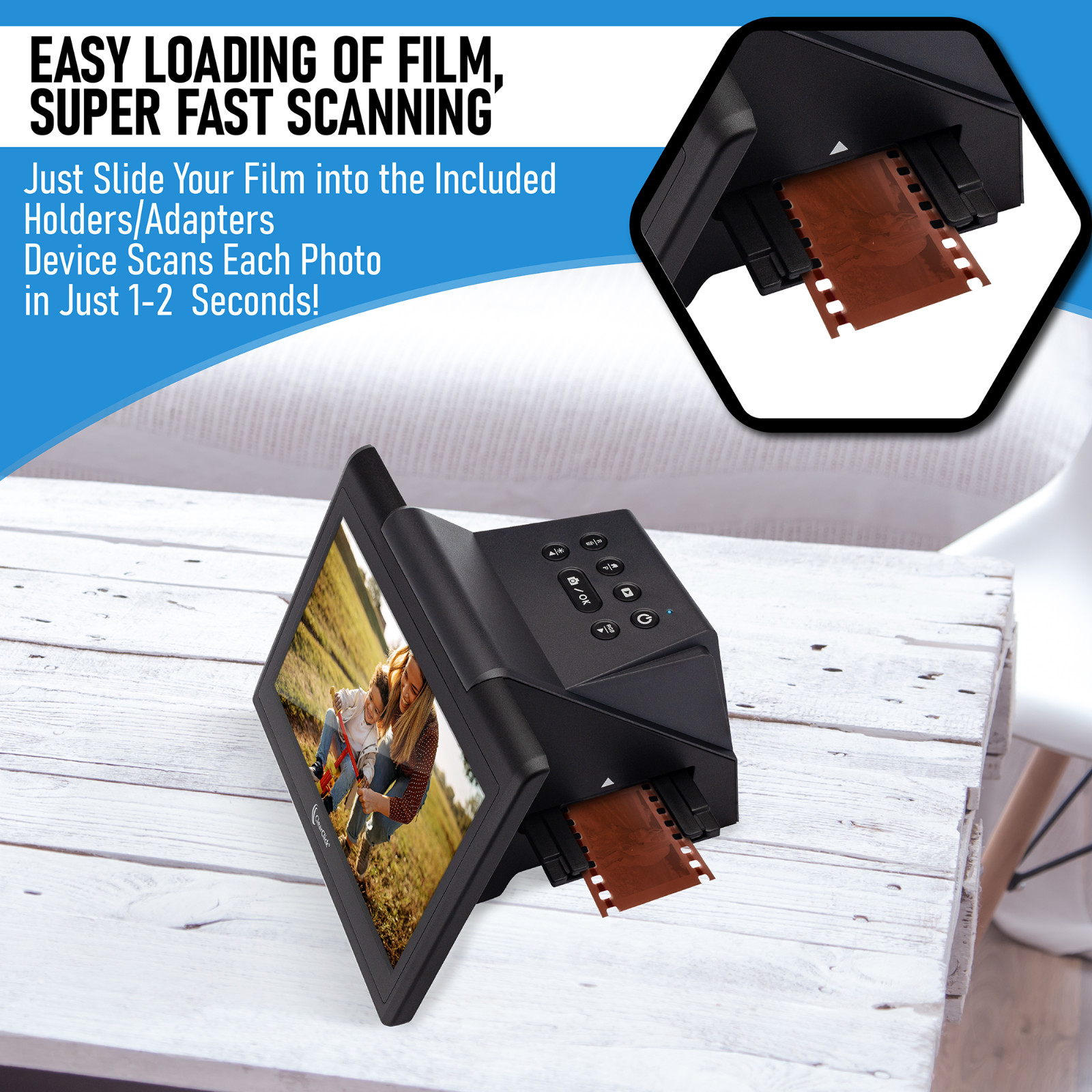 ClearClick Virtuoso 3.0 22MP Film & Slide Scanner 5″ LCD 35mm 126 110 Negatives