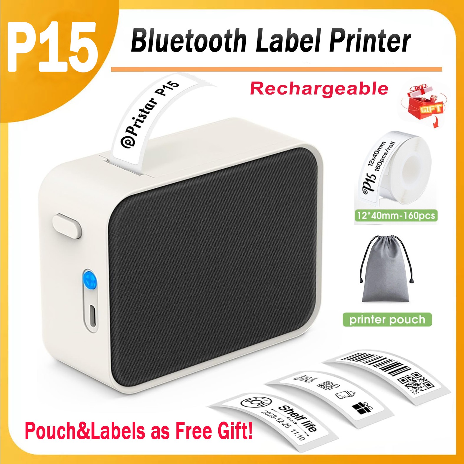 Xmas Best Gift Bluetooth Label Maker Machine with Tape Thermal Labeling Device