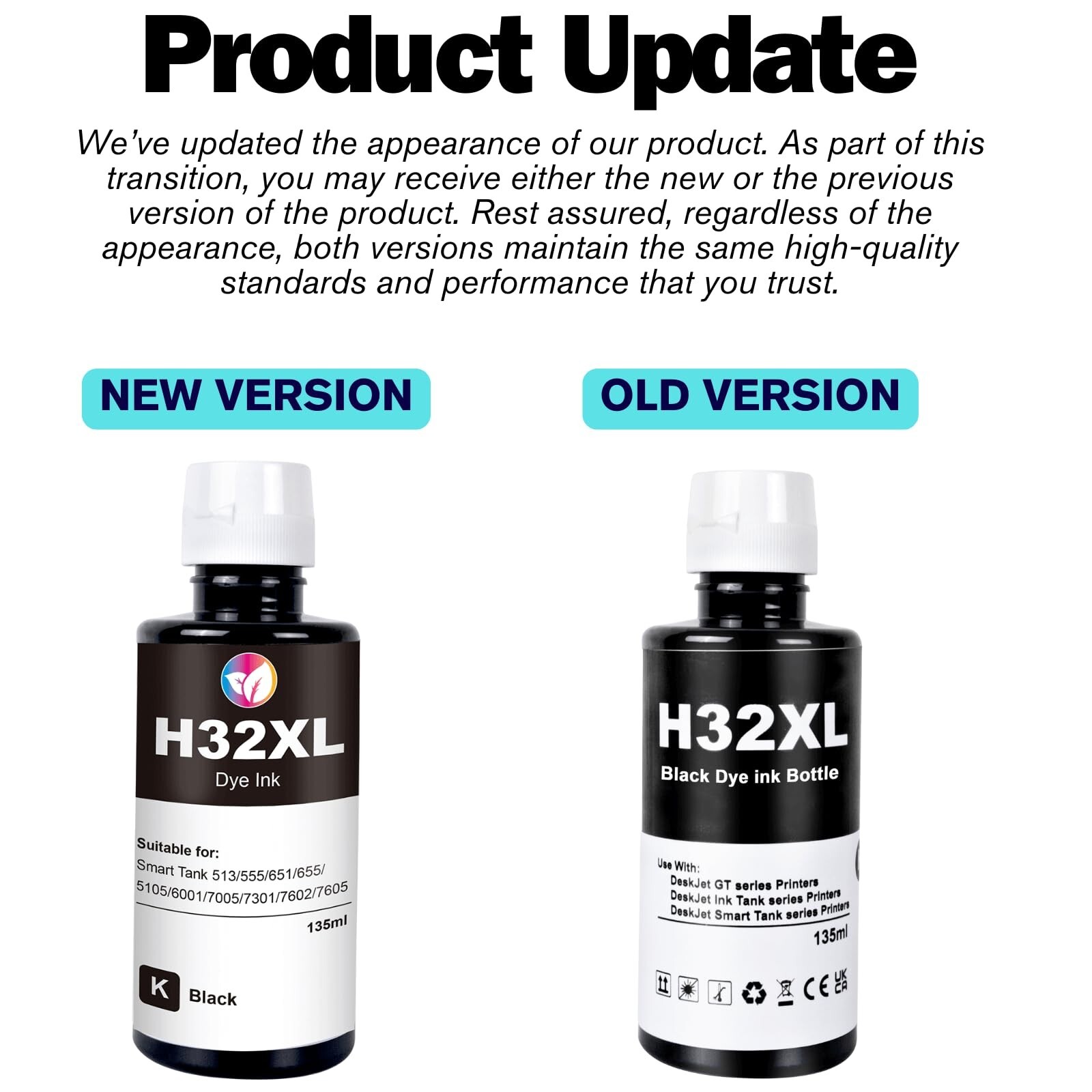32XL Black Ink Bottle Compatible HP 31 32XL Ink Work for Smart Tank 7301 7001…