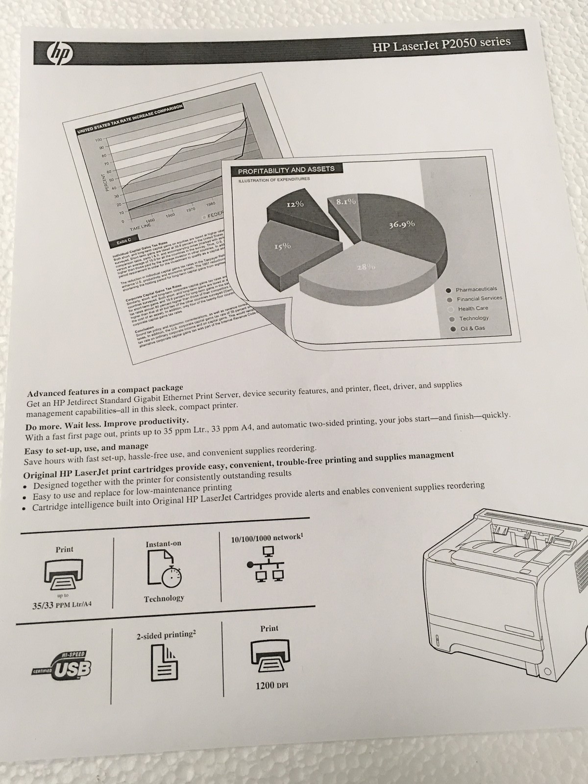 HP LaserJet P2055DN Laser Printer Duplex 128MB 15K Pages, No Toner,FREE SHIPPING