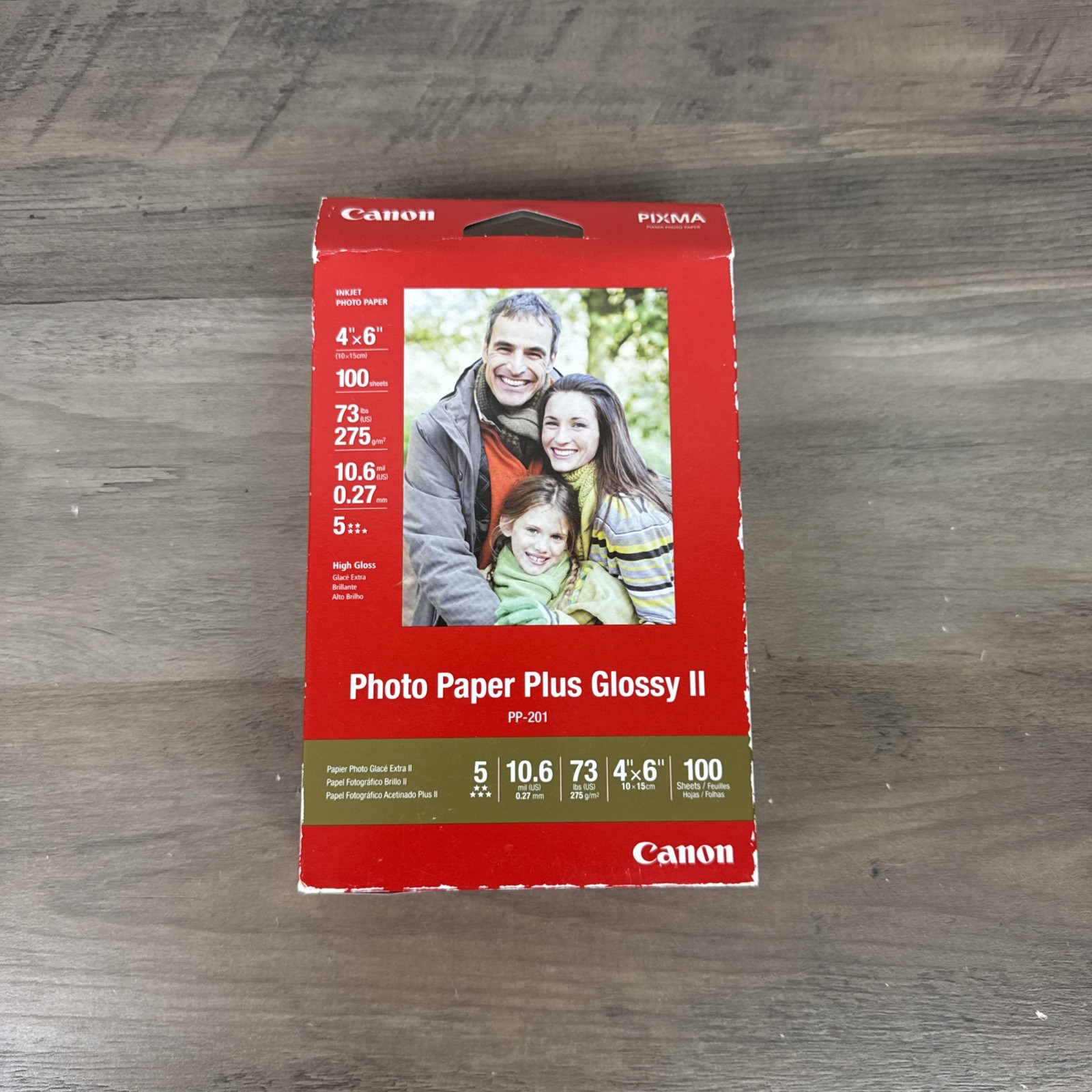 Canon Photo Paper Plus Glossy II, 4 x 6, 10.6 mil, White, 100 Sheets/Pack, PP201