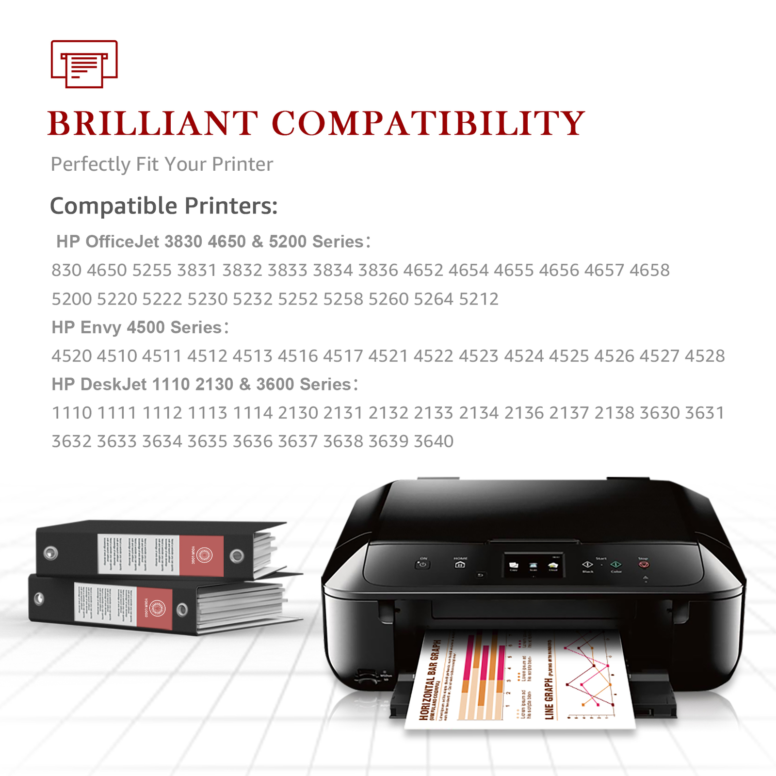 63 XL Ink Cartridge for HP officejet 3830 4650 5258 5255 Envy 4512 4516 4520