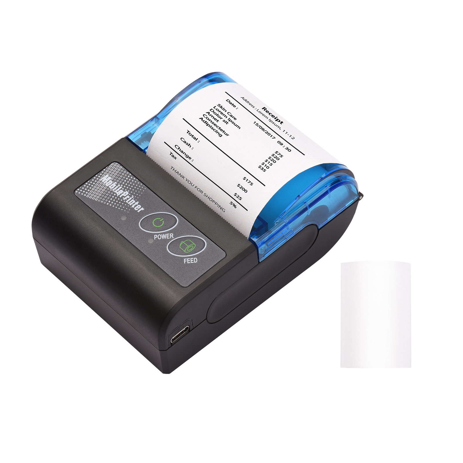 Bisofice 58mm Portable BT & USB Thermal Receipt Printer Mini Bill Ticket Printer