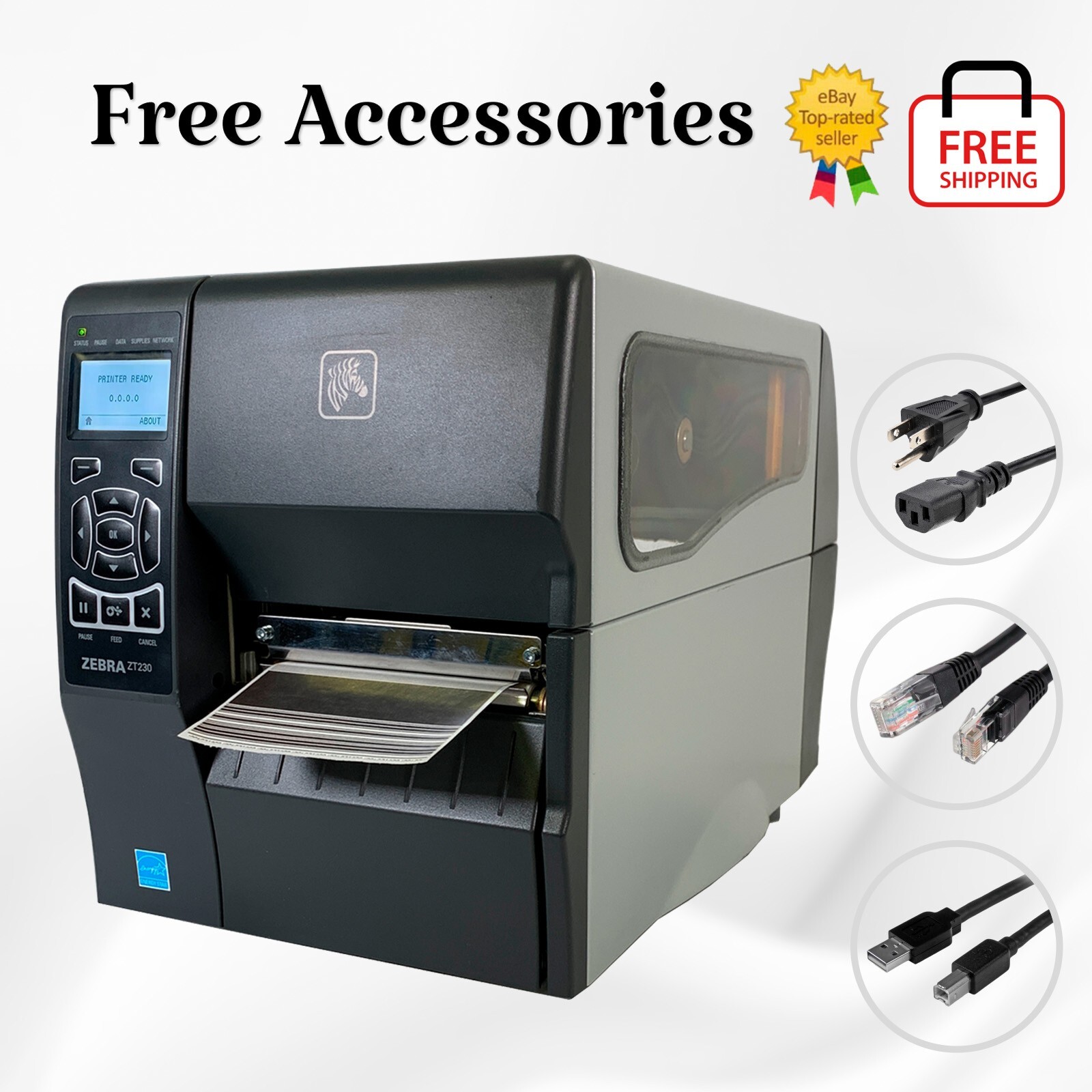 TESTED Zebra ZT230 Industrial Thermal Transfer Label Printer 300 dpi LAN USB