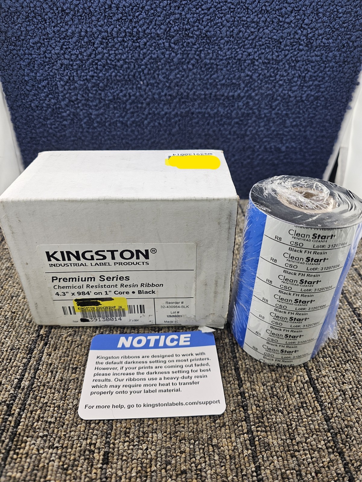 KINGSTON 32-430984-BLK: Chemical Resistant Resin Ribbon 4.3″ x 984′ on 1″ Core