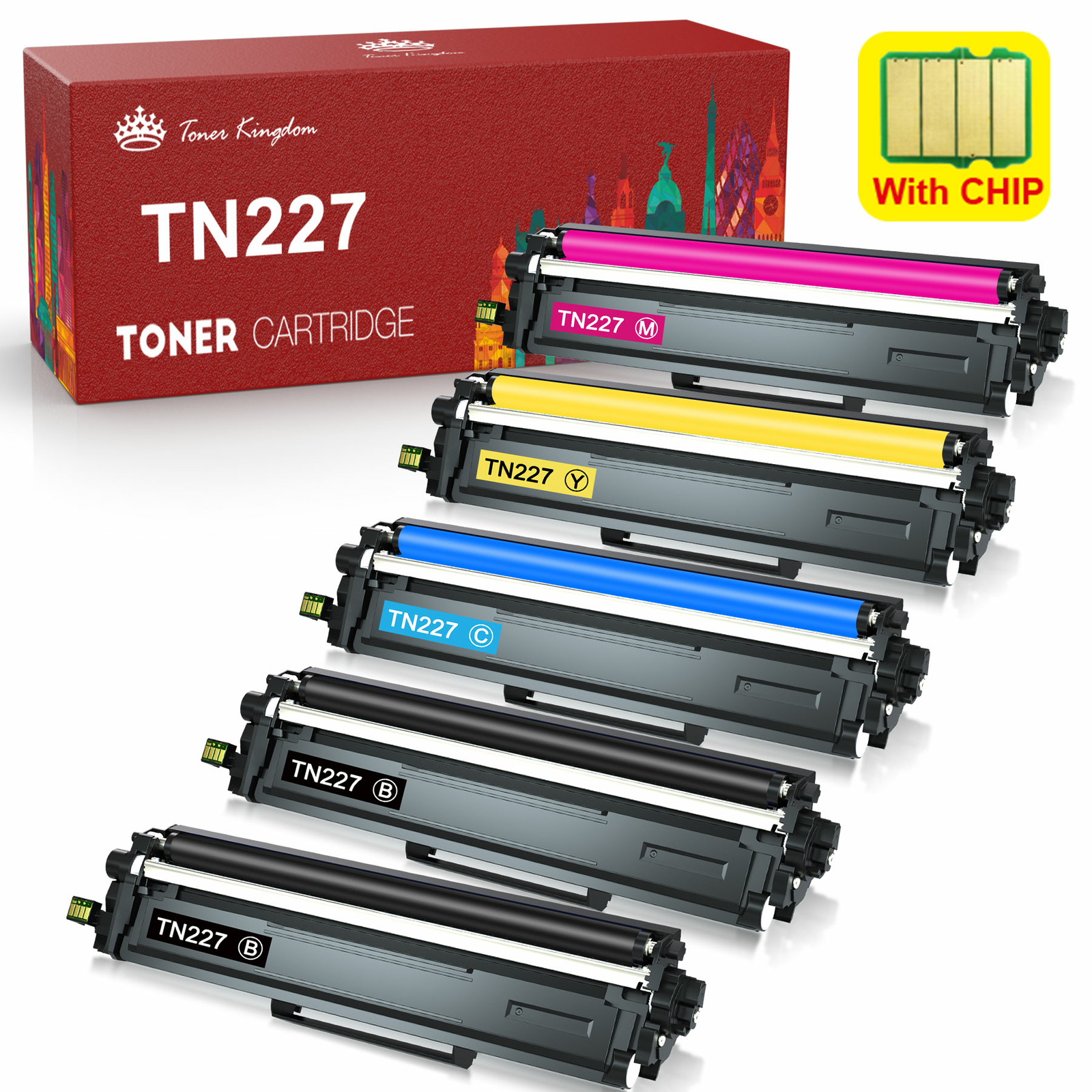 5PK For Brother TN227 TN223 Toner HIgh Yield MFC-L3750CDW HL-L3230CDW WITH CHIP