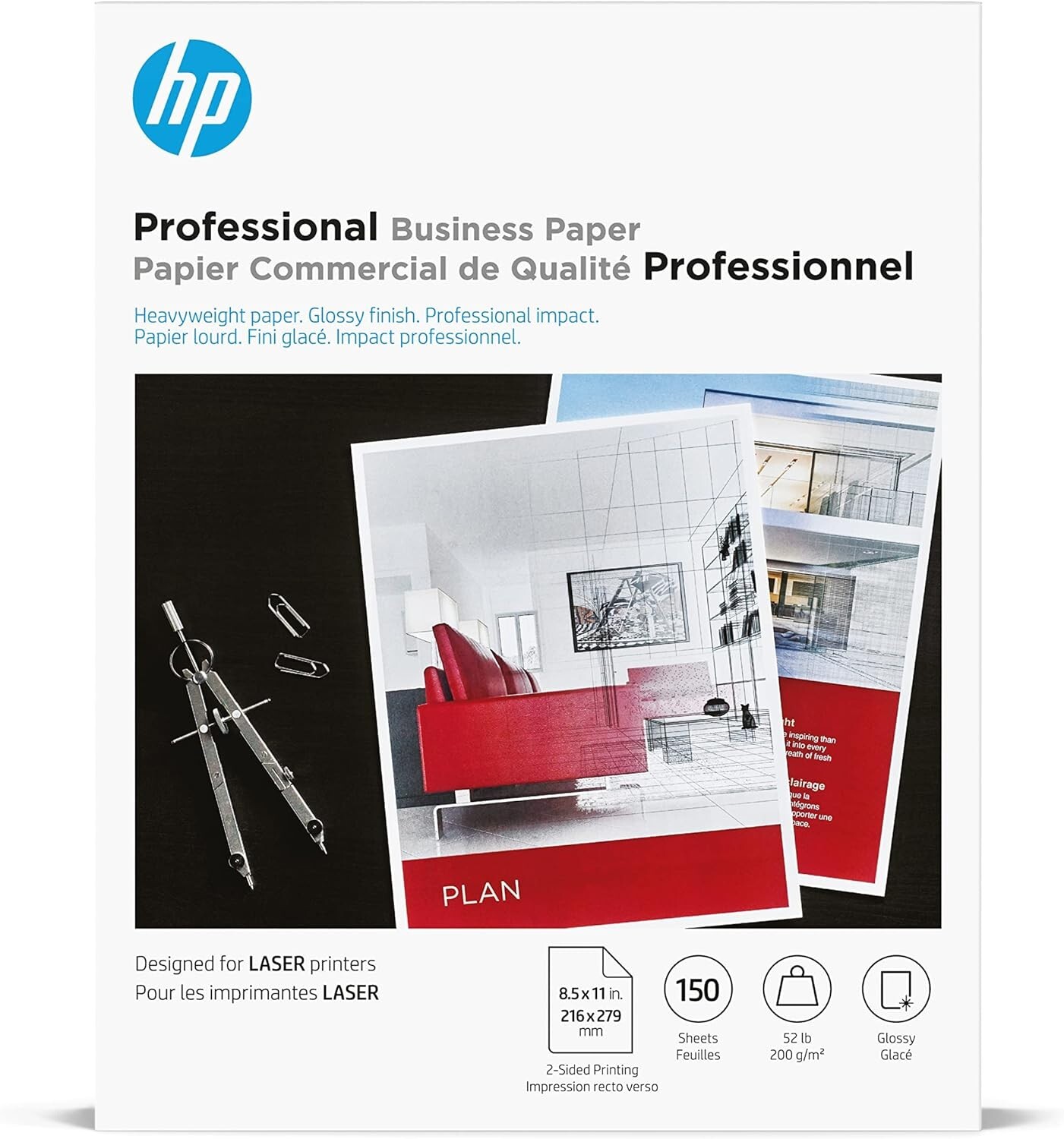 (2 Pack) HP Professional Business Glossy Brochure Paper 4WN10A