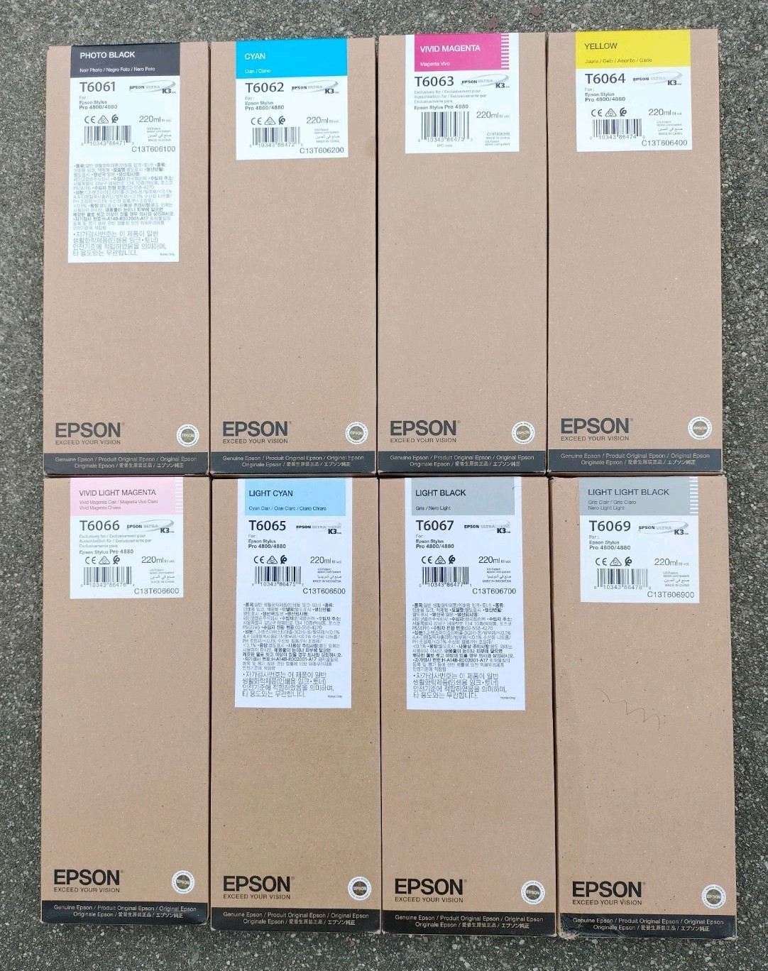 SET 8 NEW EPSON T6061/T6062/T6063/T6064/T6065/T6066/T6067/T6069 INK FOR 4880