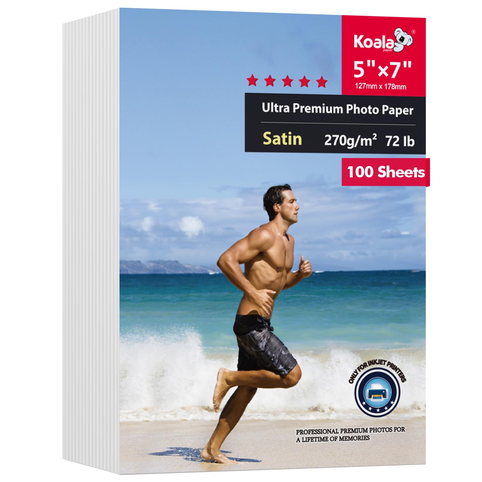 Koala Ultra Premium Satin Photo Paper 5×7 Inch Semi Gloss Inkjet 100 PCS