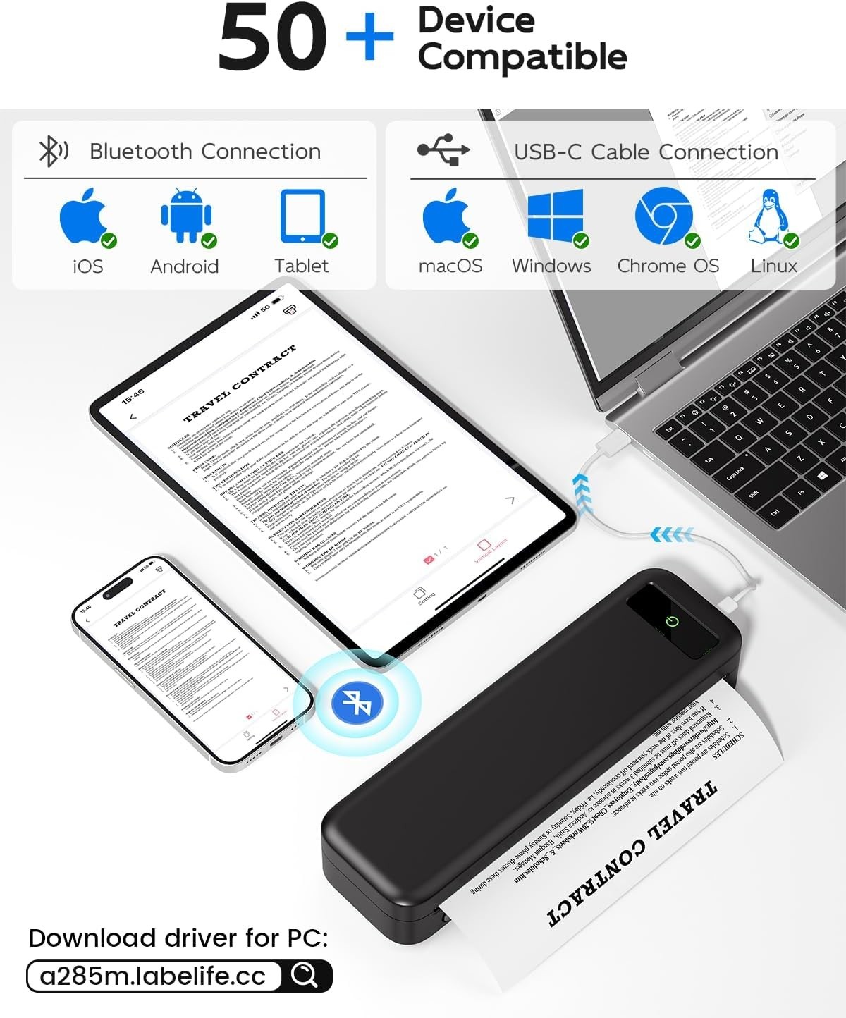 Portable Wireless Thermal Printer Set | Rechargeable, Ideal for Mobile Printing