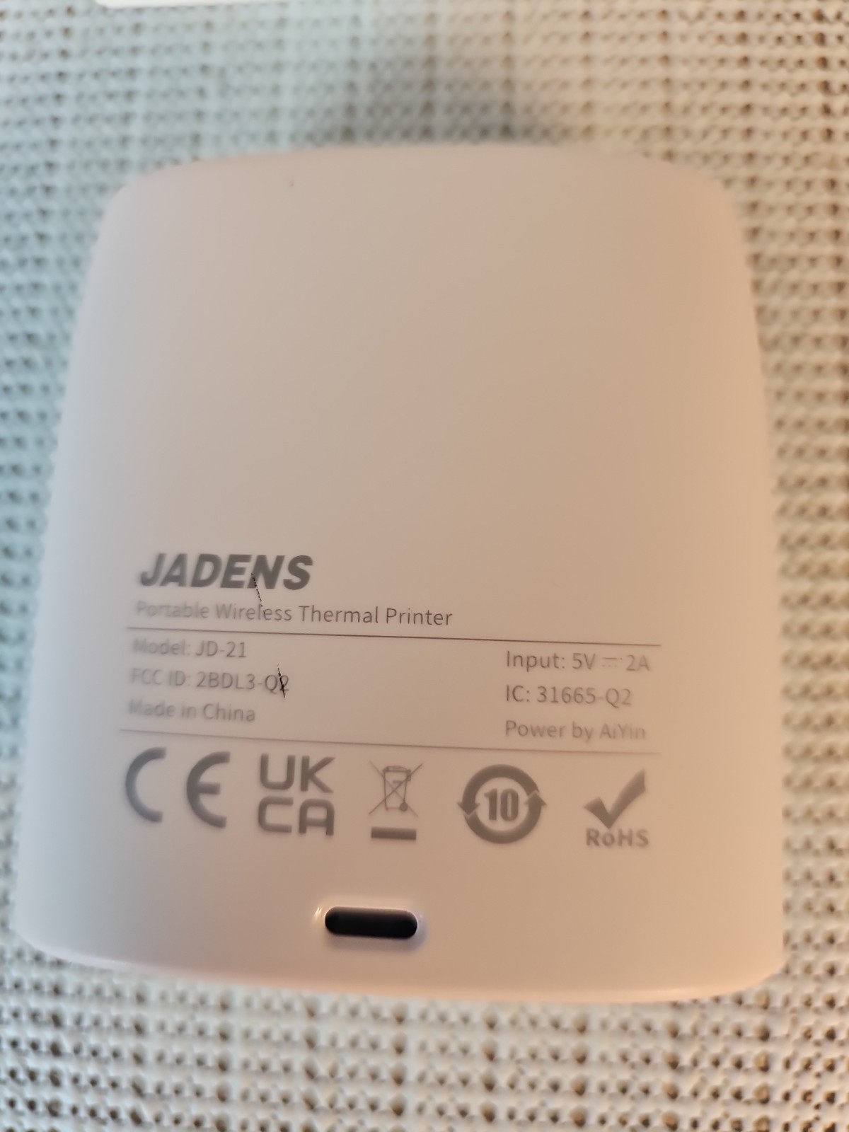 Jadens Portable Wireless Thermal Label Printer Pink JD-21 NIOB