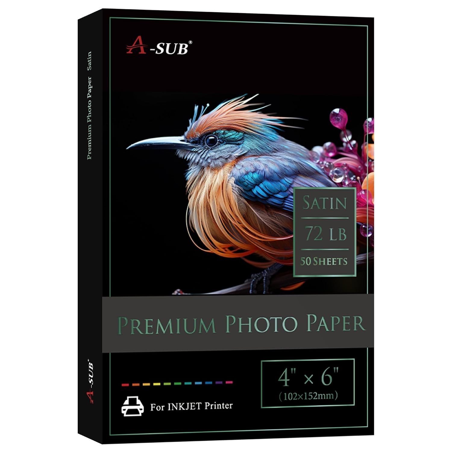 Satin Photo Paper 4×6 72lb for Inkjet Printers Premium 50 Sheets Single
