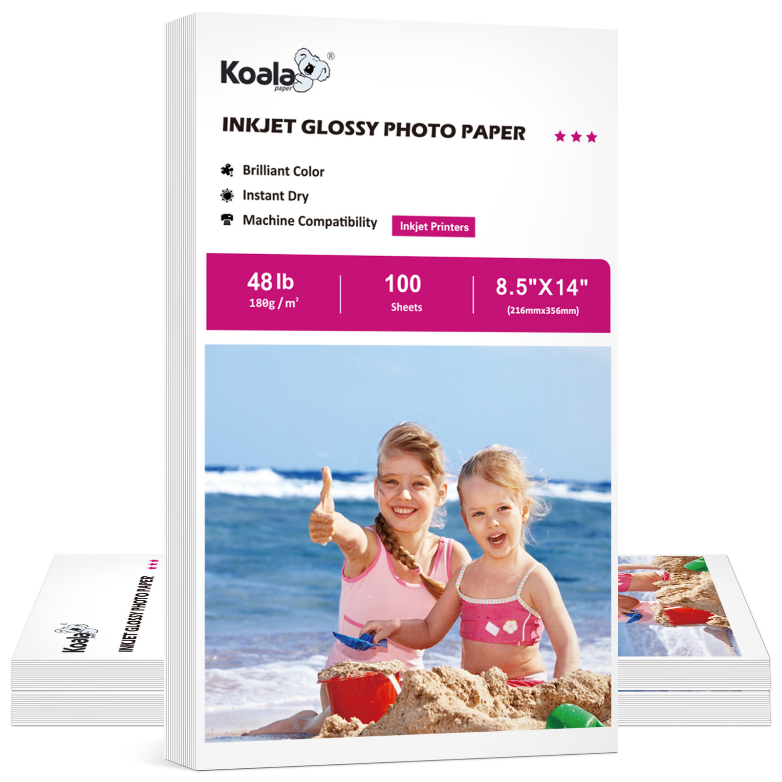 200 Sheets Koala Photo Paper 8.5×14 Glossy Legal Photo Paper 48lb Inkjet Printer