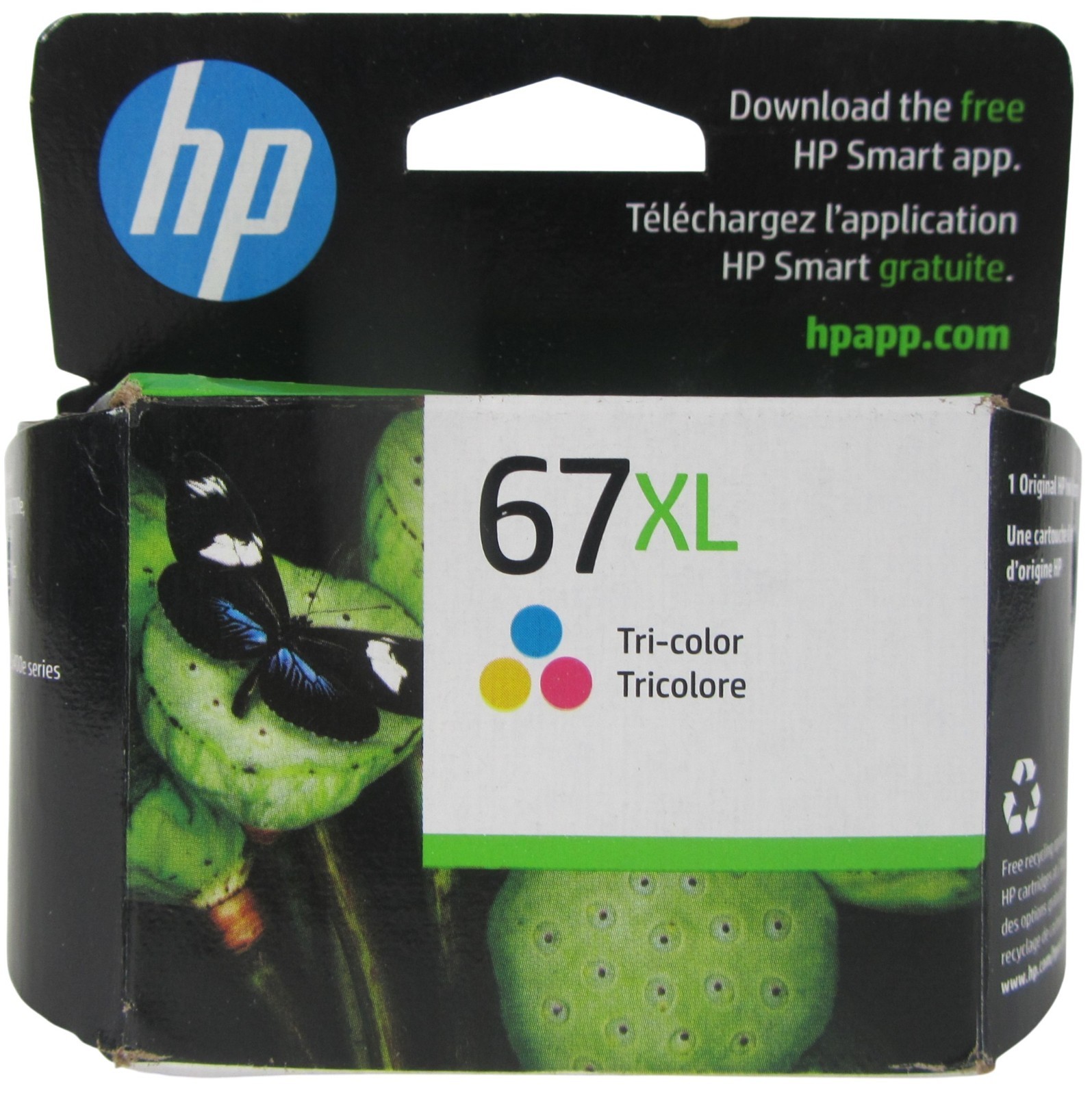 HP 67XL Tri Color Genuine Ink Cartridge Exp MAR 2024 Sealed Box Damage
