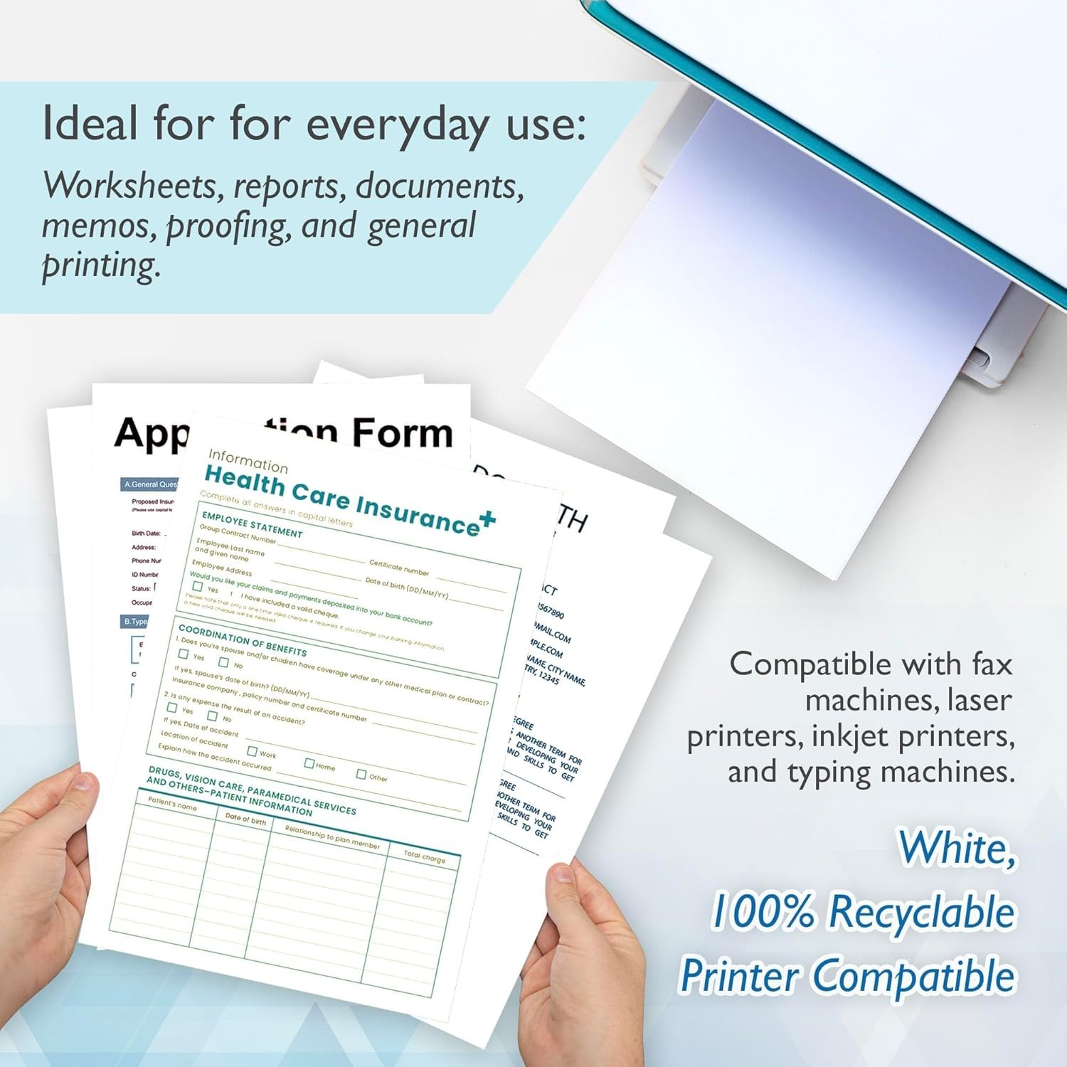 Crisp 50 Sheets White Copy Paper – 20LB, Ideal for Home, Office & School