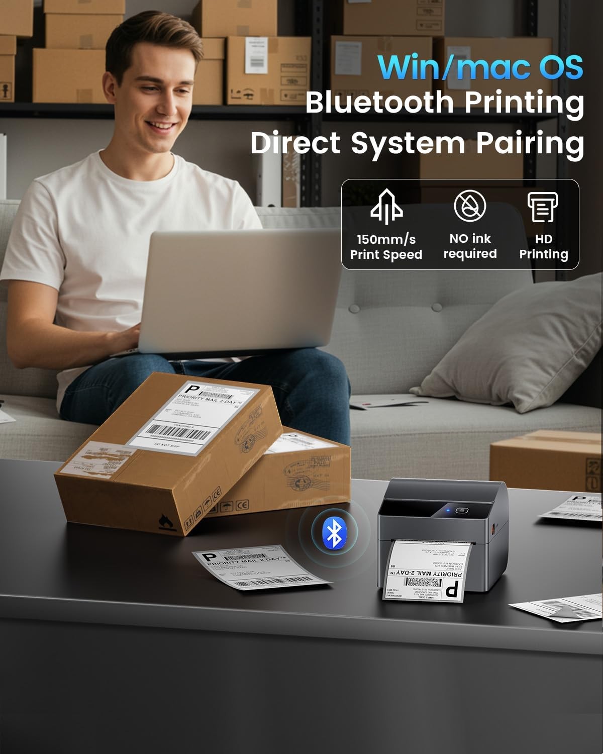 ASprink Bluetooth Shipping Label Printer 4×6,Upgraded Thermal Label Printer lot