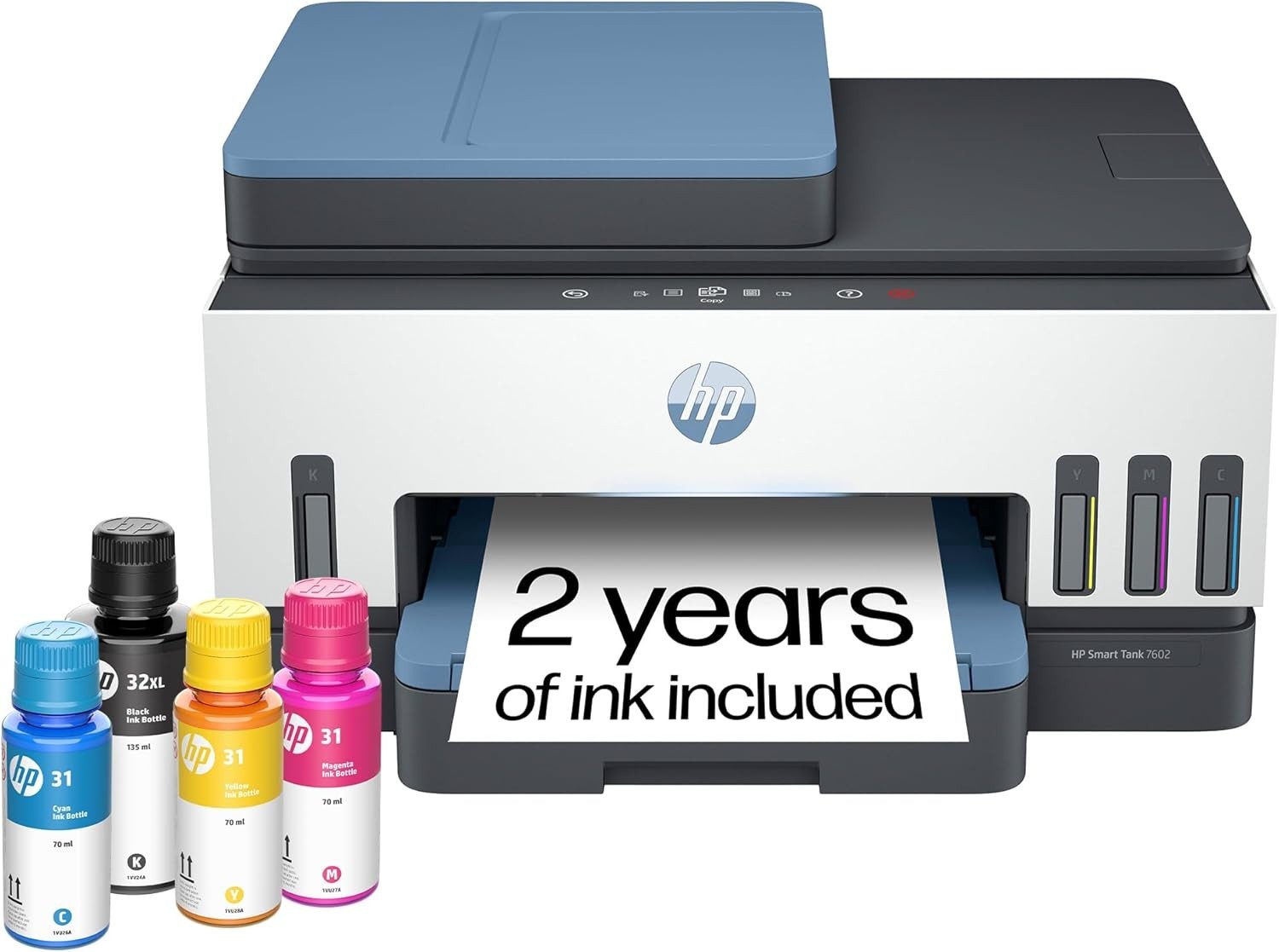 Smart Tank 7602 Wireless All-in-One Ink Tank Printer, Scanner, Copier with 2 Yea