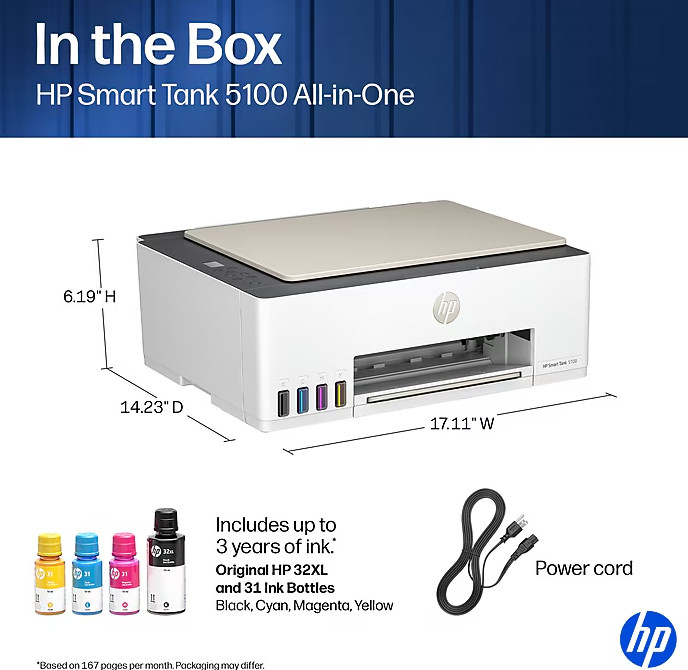 HP Smart Tank 5100 Wireless All-in-One Supertank Printer NEW