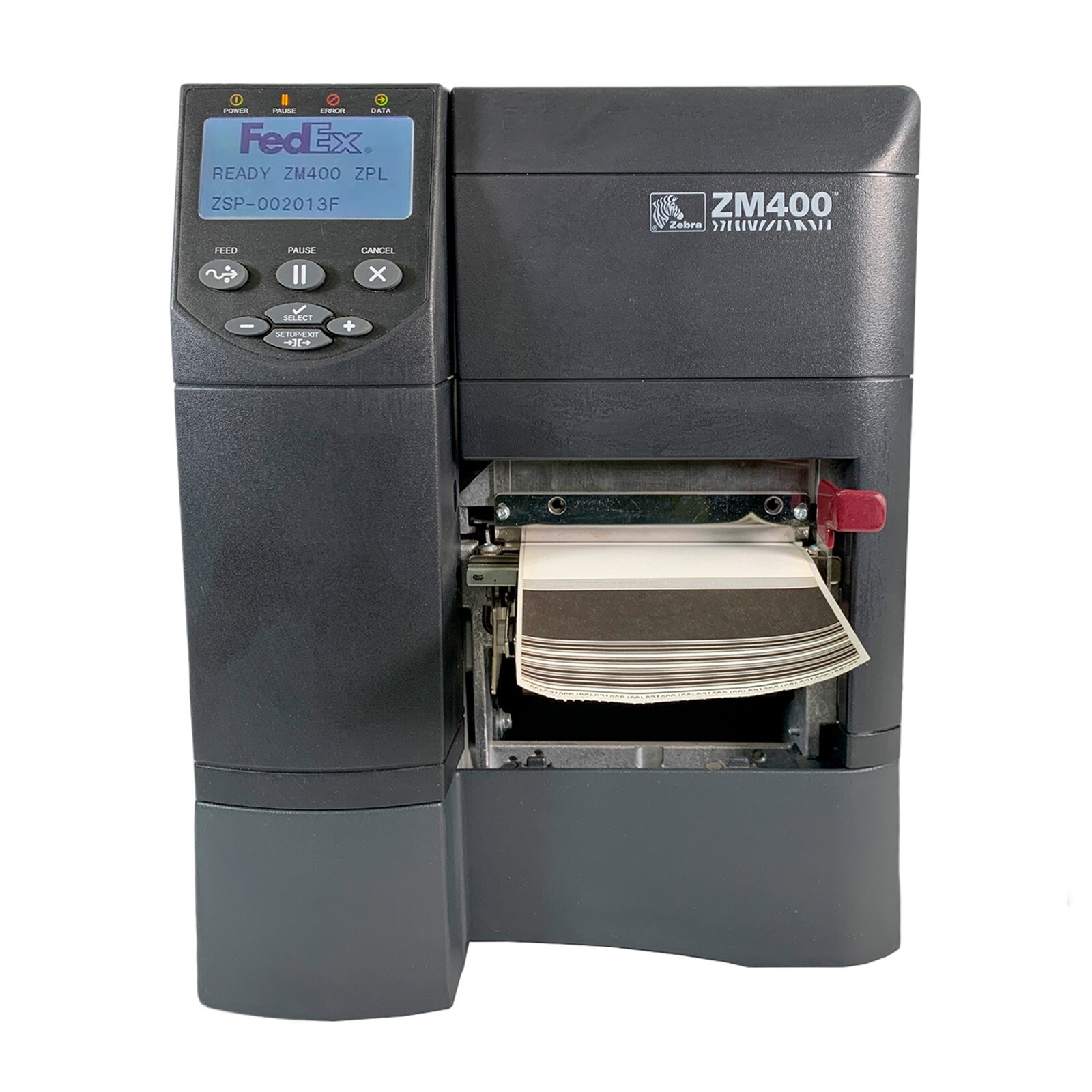 TESTED Zebra ZM400 FedEx Direct Thermal Label Printer USB Ethernet Peel Rewind