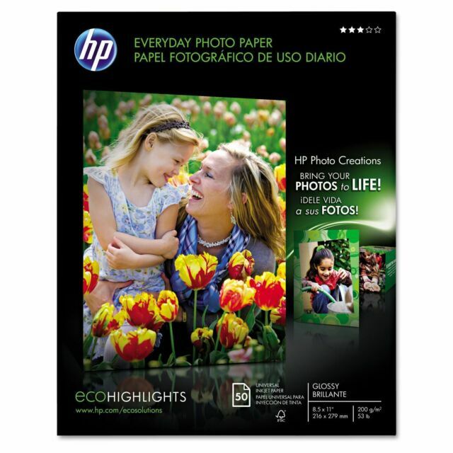 HP Everyday Glossy Photo Paper | 50 Sheets | Letter | 8.5 x 11 in | Q8723A