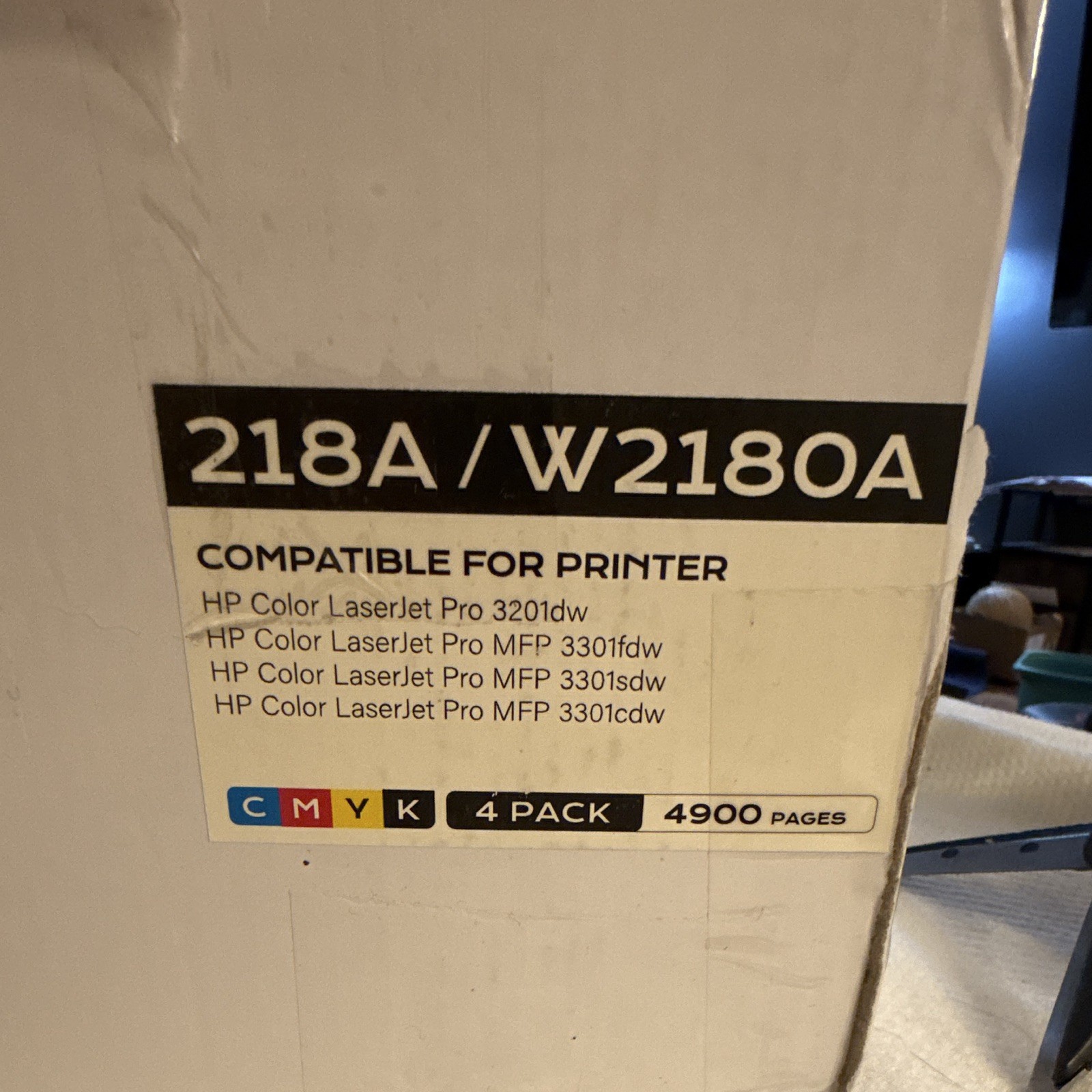 218A/W2180A Compatible Laser Toner Cartridge CMYK 4-Pack for HP 3201dw